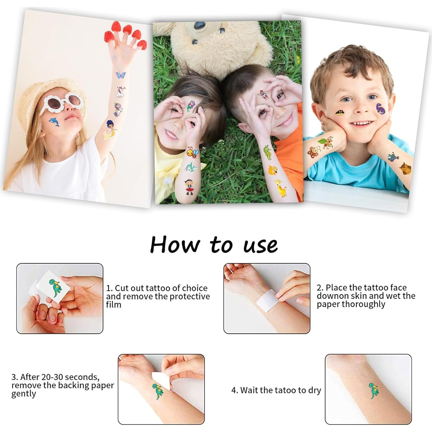 Set de 300+ Tatuajes Temporales para Niños Habett - Animales, Espacio, Dinosaurios