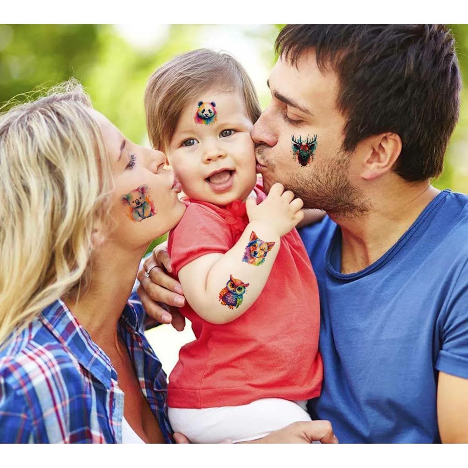 Tatuajes Temporales de Animales Acuarelados UVUXO - 60 Estilos