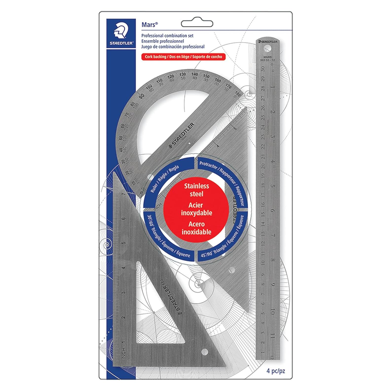 Juego de Matemáticas STAEDTLER - Acero Inoxidable, 30 cm