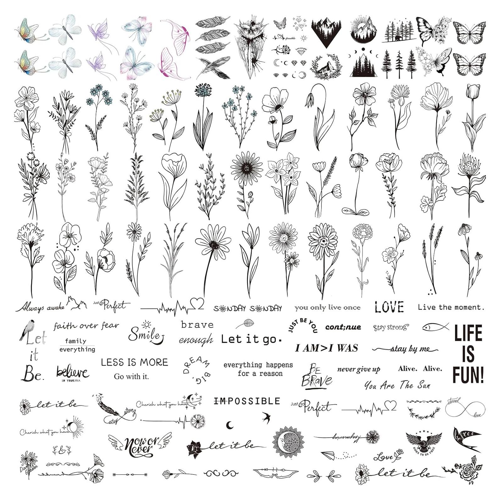 100 Hojas Tatuajes Temporales Realistas JEEFONNA 240+ Pcs