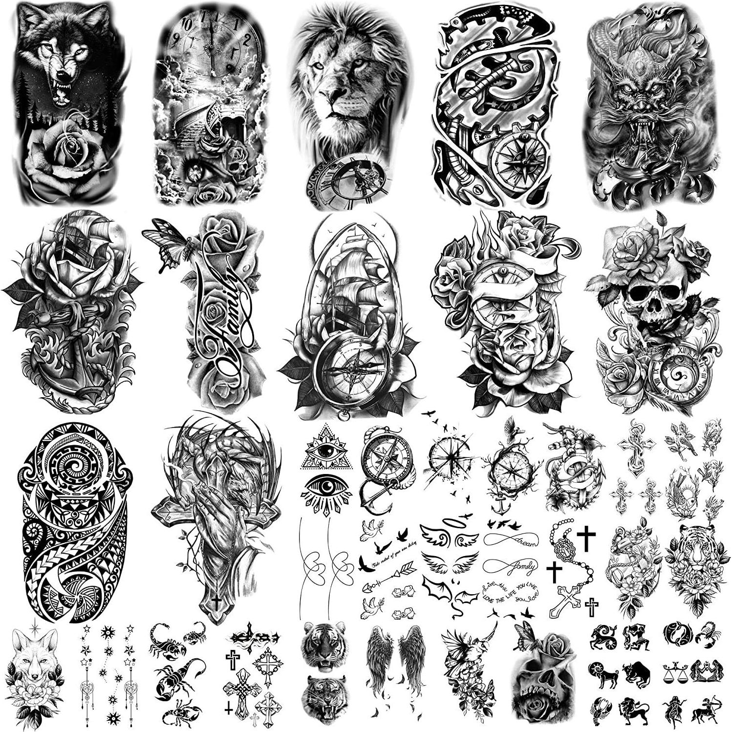 Calcomanías de Tatuajes Temporales Yazhiji - 36 Hojas, 3D