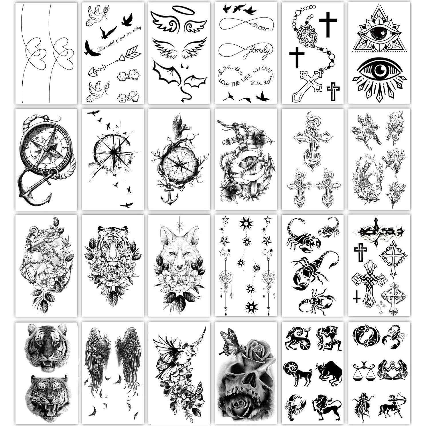 Calcomanías de Tatuajes Temporales Yazhiji - 36 Hojas, 3D