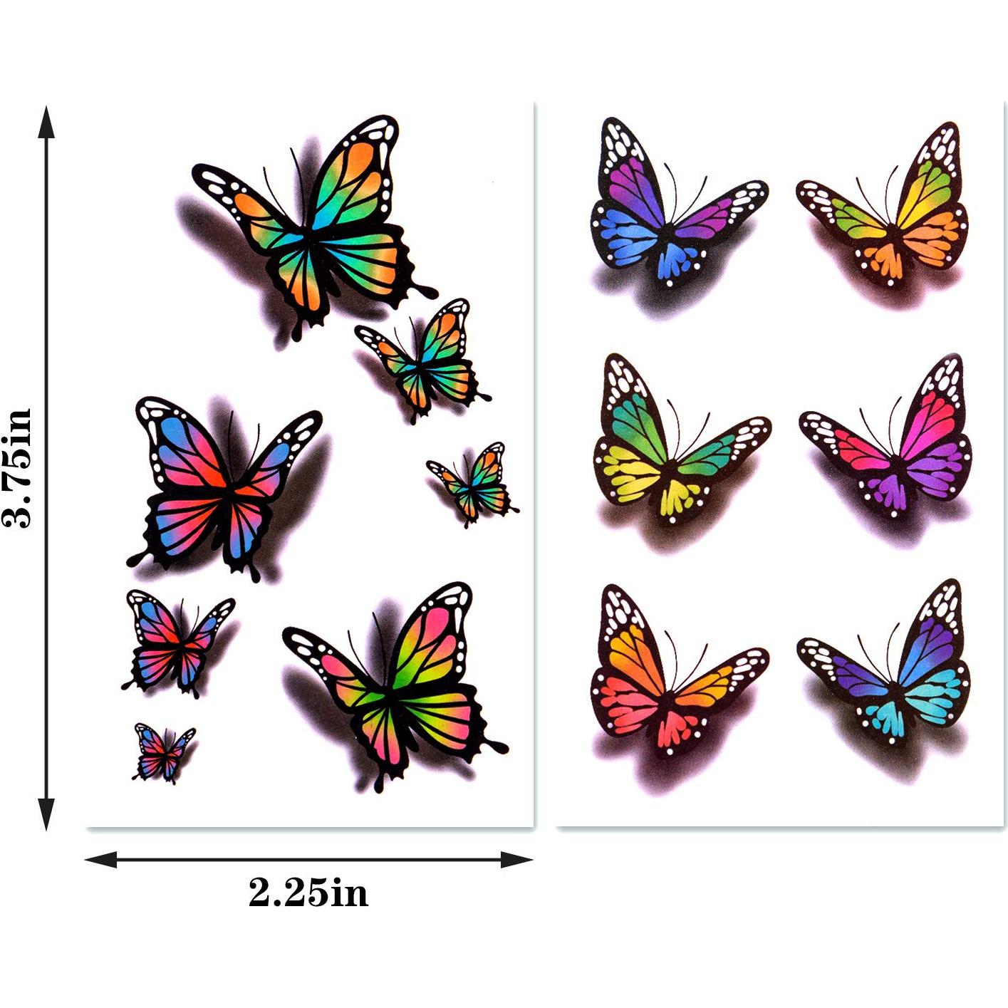 Tatuajes Temporales 3D Mariposas y Flores 126 Pcs