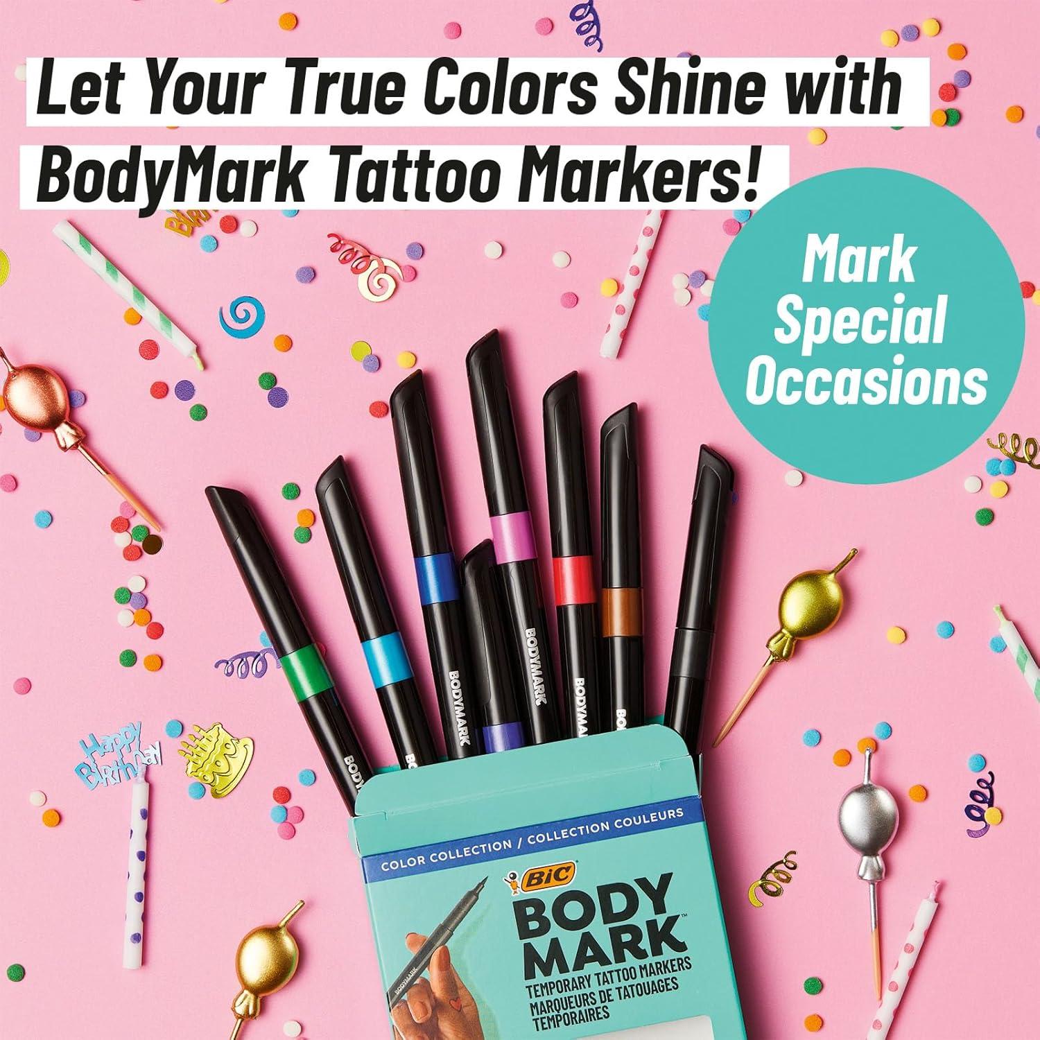 Marcadores de Tatuajes Temporales BIC BodyMark - 8 Colores Surtidos