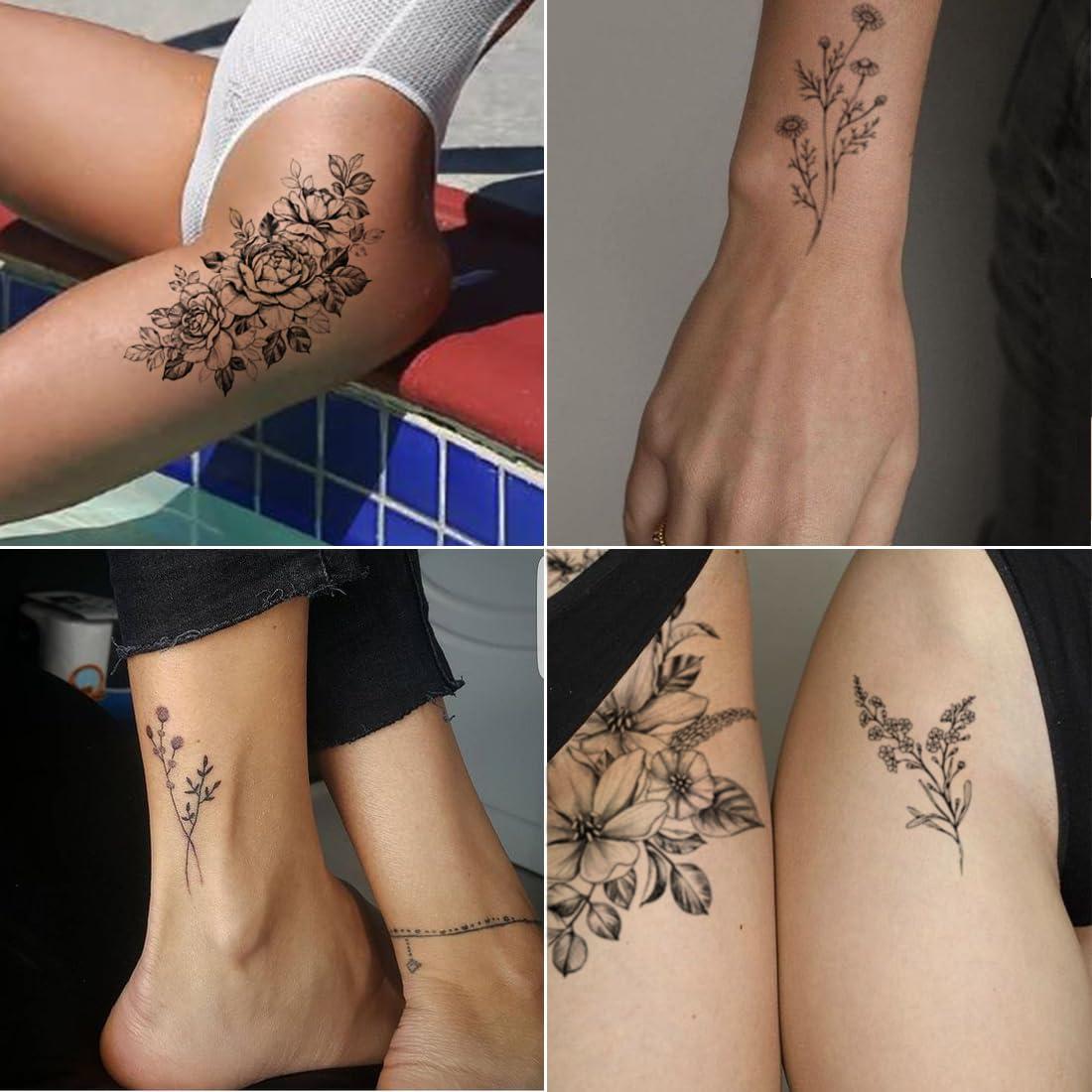 Tatuajes Temporales de Flores CHARLENT - 23 Hojas Realistas