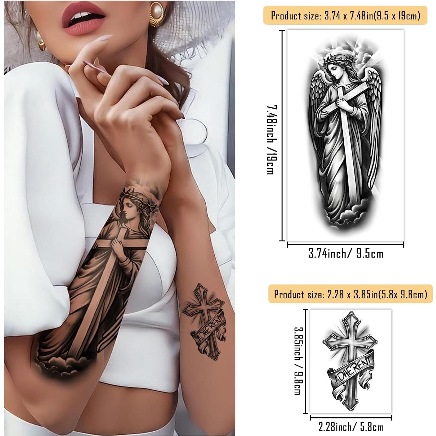 77 Hojas Tatuajes Temporales Religiosos Atydkug - Cruz, Ángeles