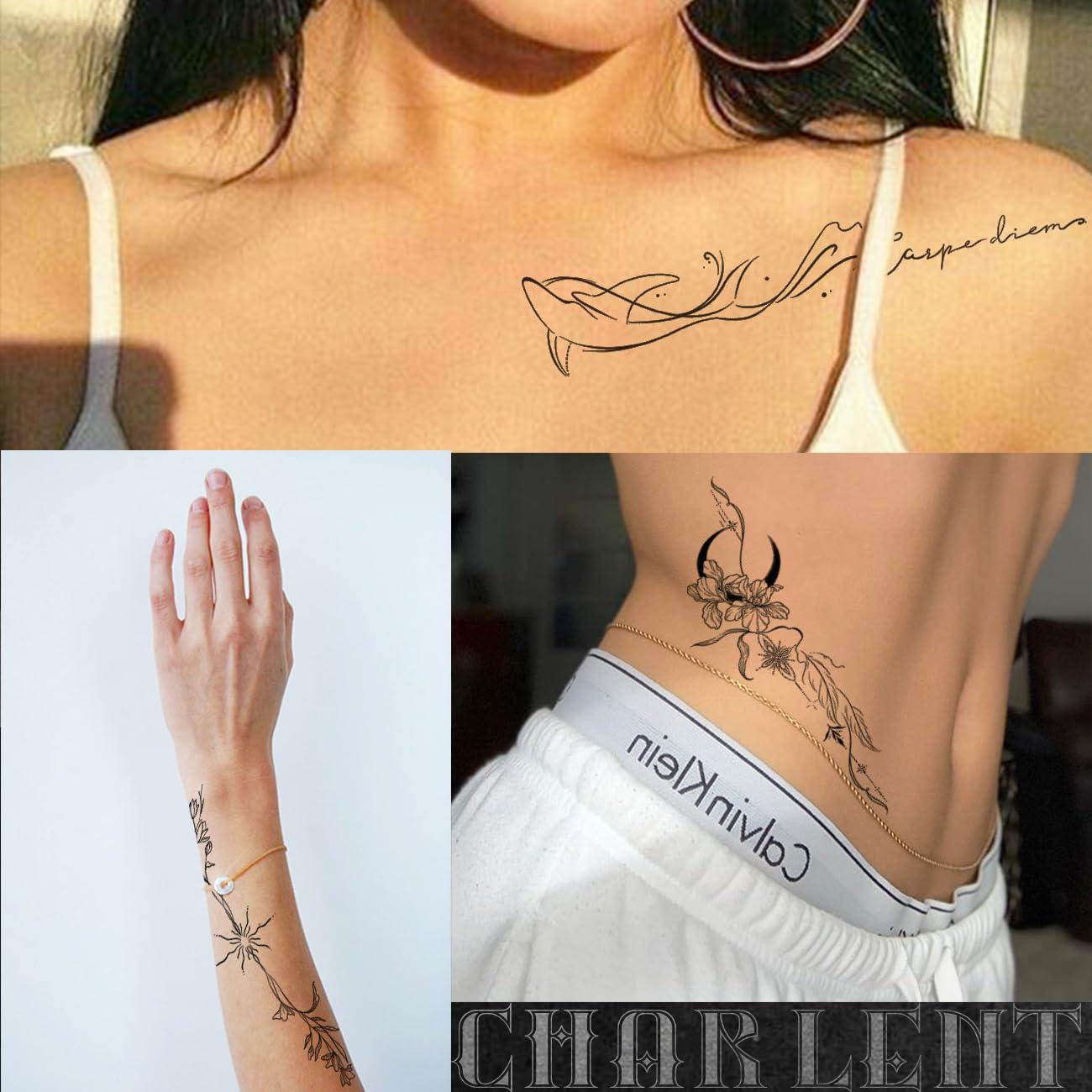 Tatuajes Temporales CHARLNET para Mujeres - 45 Pcs Resistentes