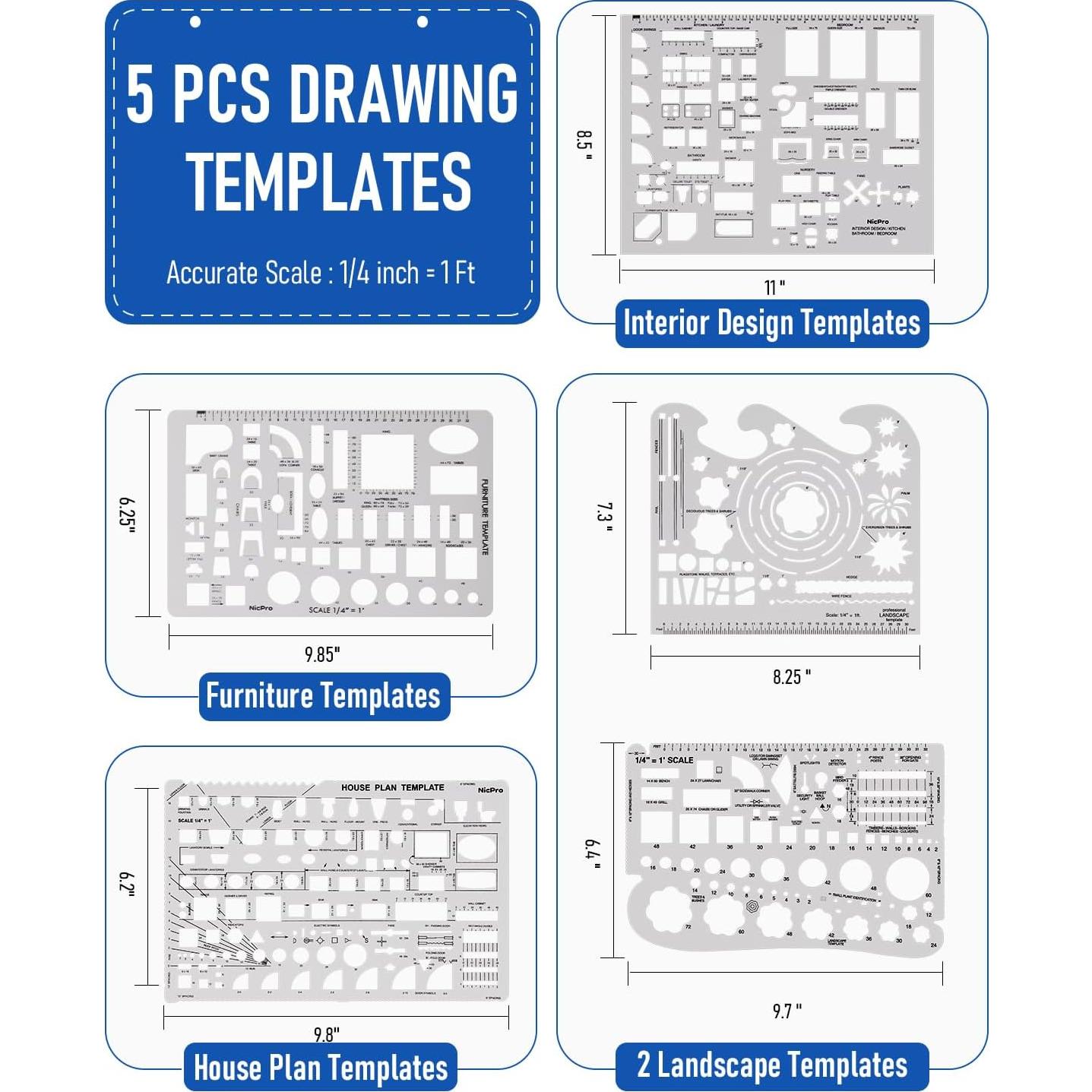 Juego de Dibujo Profesional Nicpro 21 Piezas con Estuche