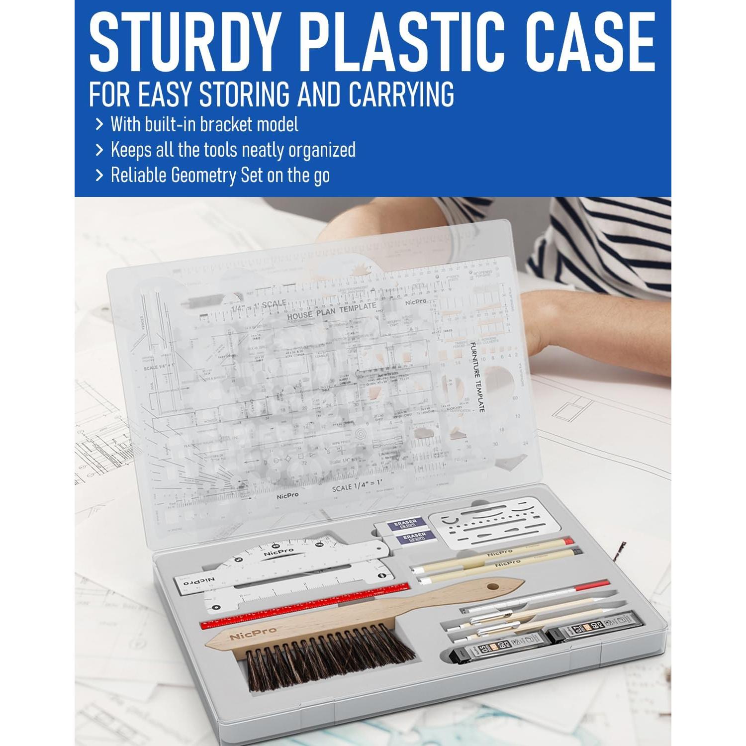 Juego de Dibujo Profesional Nicpro 21 Piezas con Estuche
