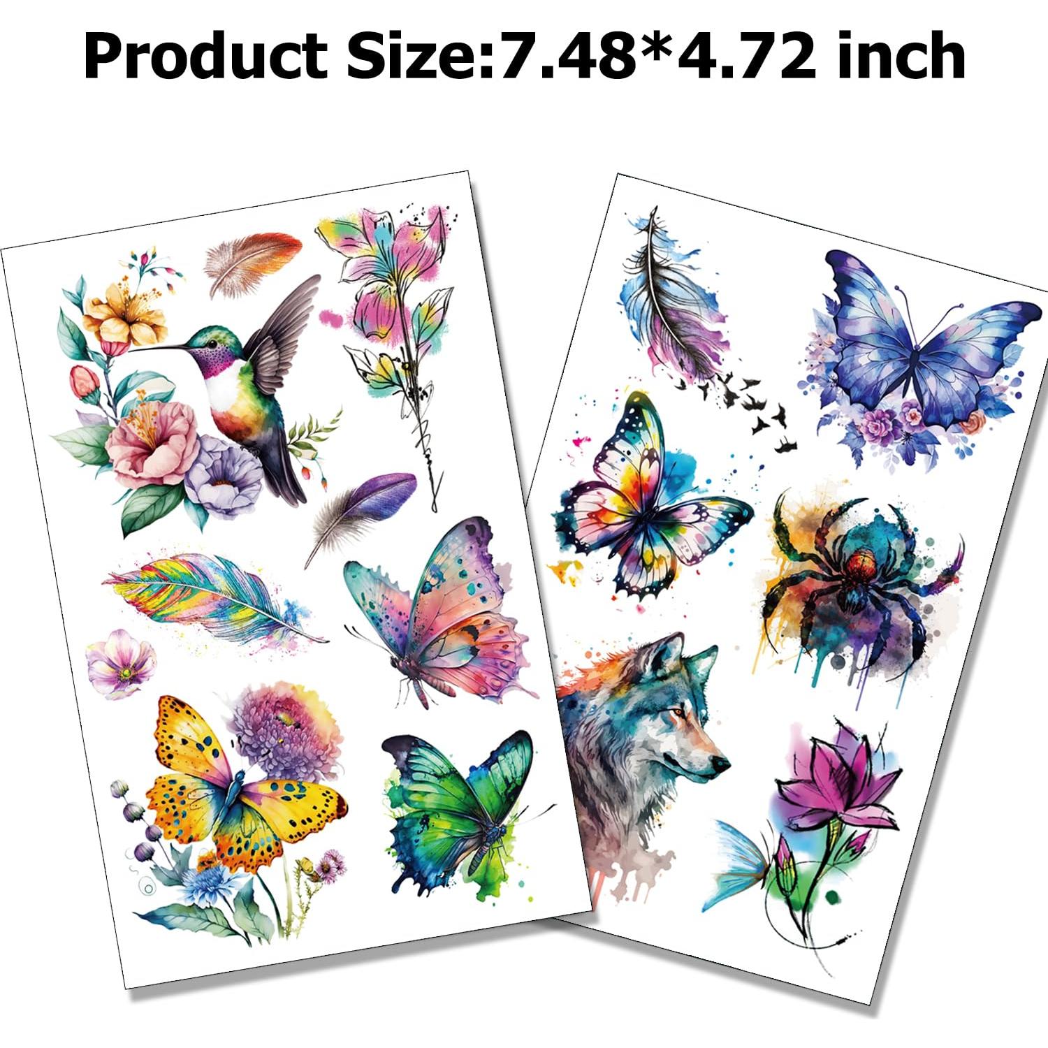 Tatuajes Temporales Acuarela 3D Tazimi - 9 Hojas Florales