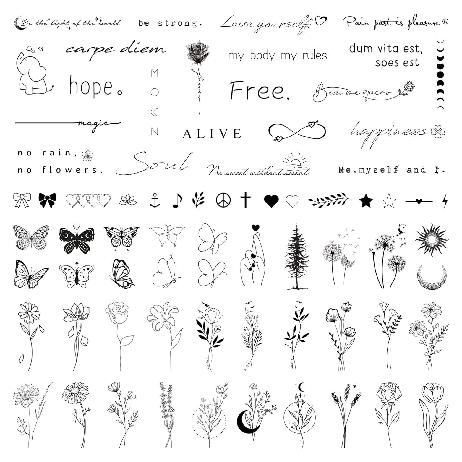 Tatuajes Temporales Realistas TATUWST - 60 Hojas 185 Pcs