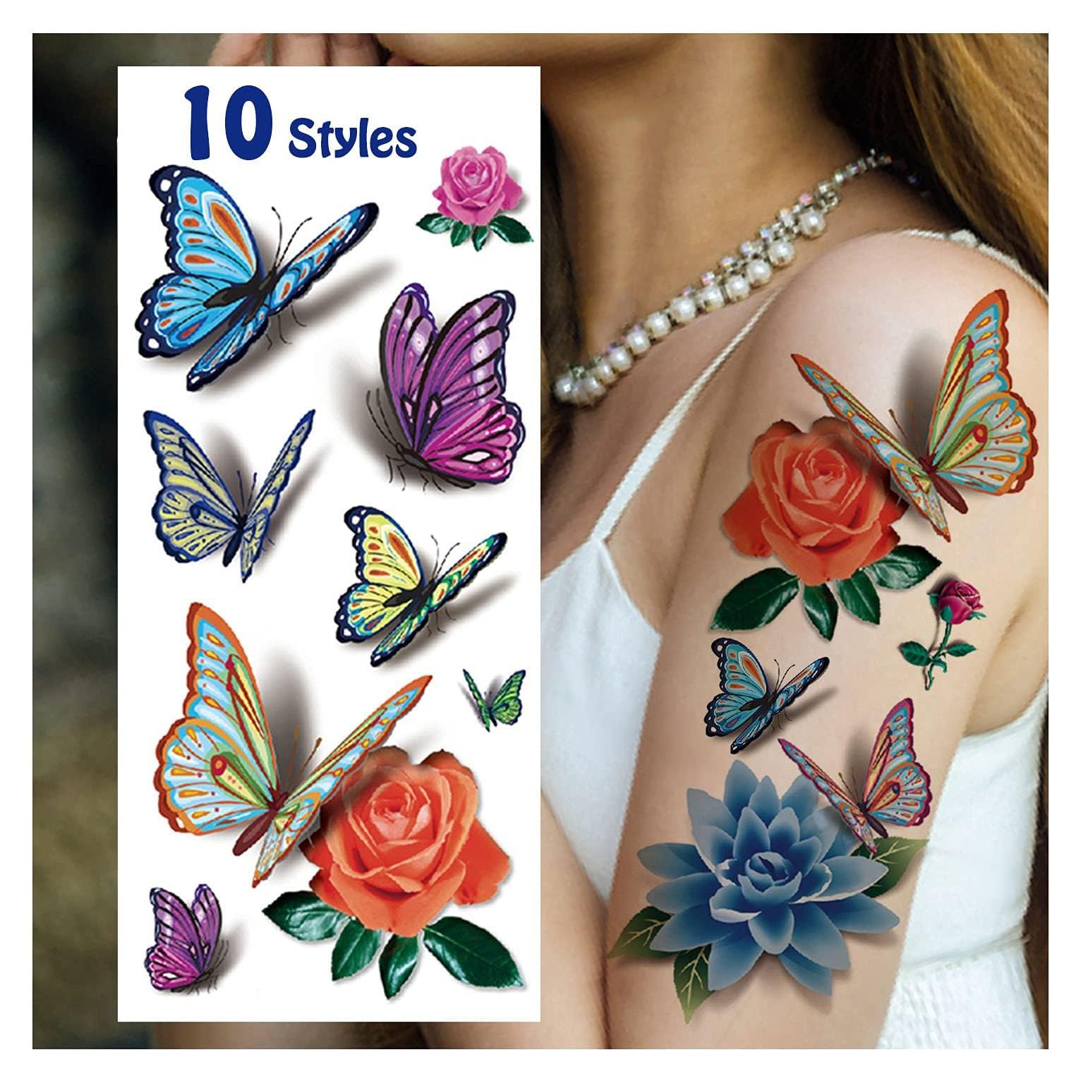Tatuajes Temporales Cerlaza 78 Estilos Mariposas y Flores