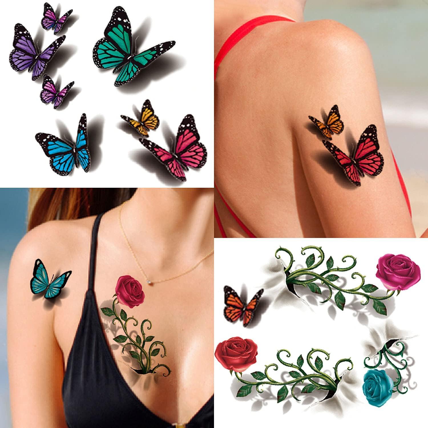 Tatuajes Temporales Cerlaza 78 Estilos Mariposas y Flores