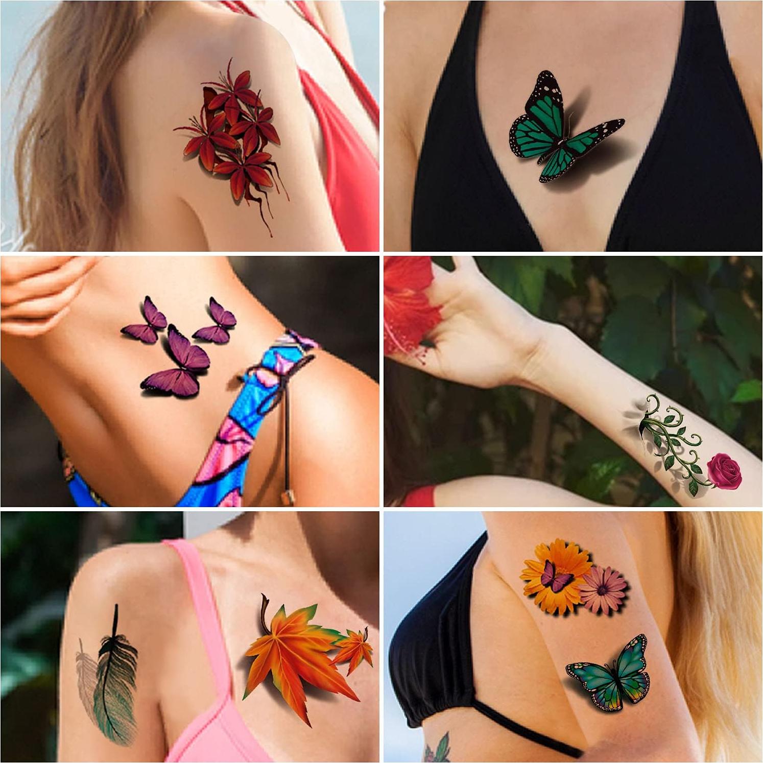 Tatuajes Temporales Cerlaza 78 Estilos Mariposas y Flores