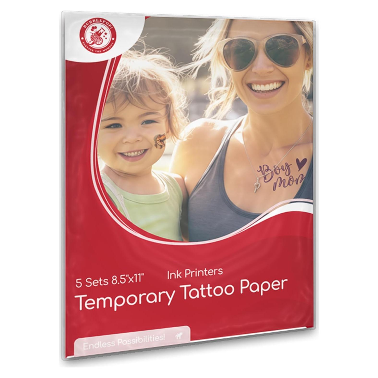 Papel de Tatuaje Temporal BubblePop! 5 Paquetes 21.6x27.9 cm