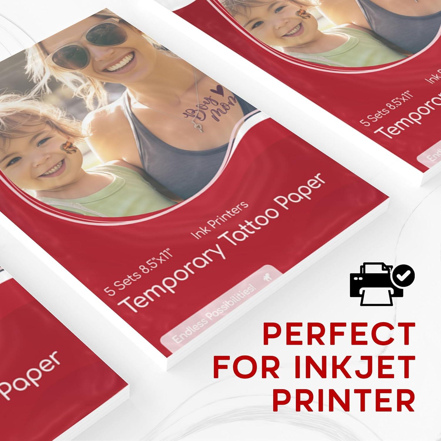 Papel de Tatuaje Temporal BubblePop! 5 Paquetes 21.6x27.9 cm