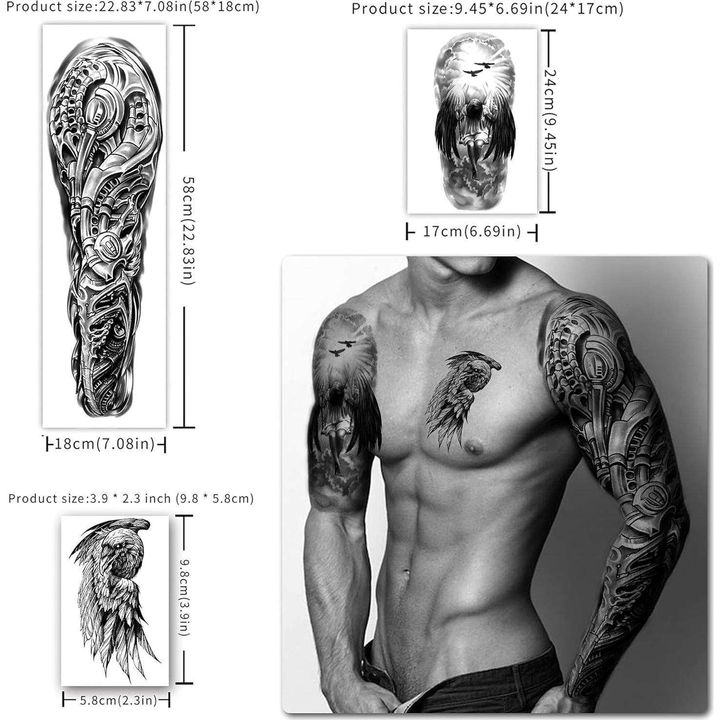 46 Hojas de Tatuajes Temporales Yazhiji - Calaveras y Animales