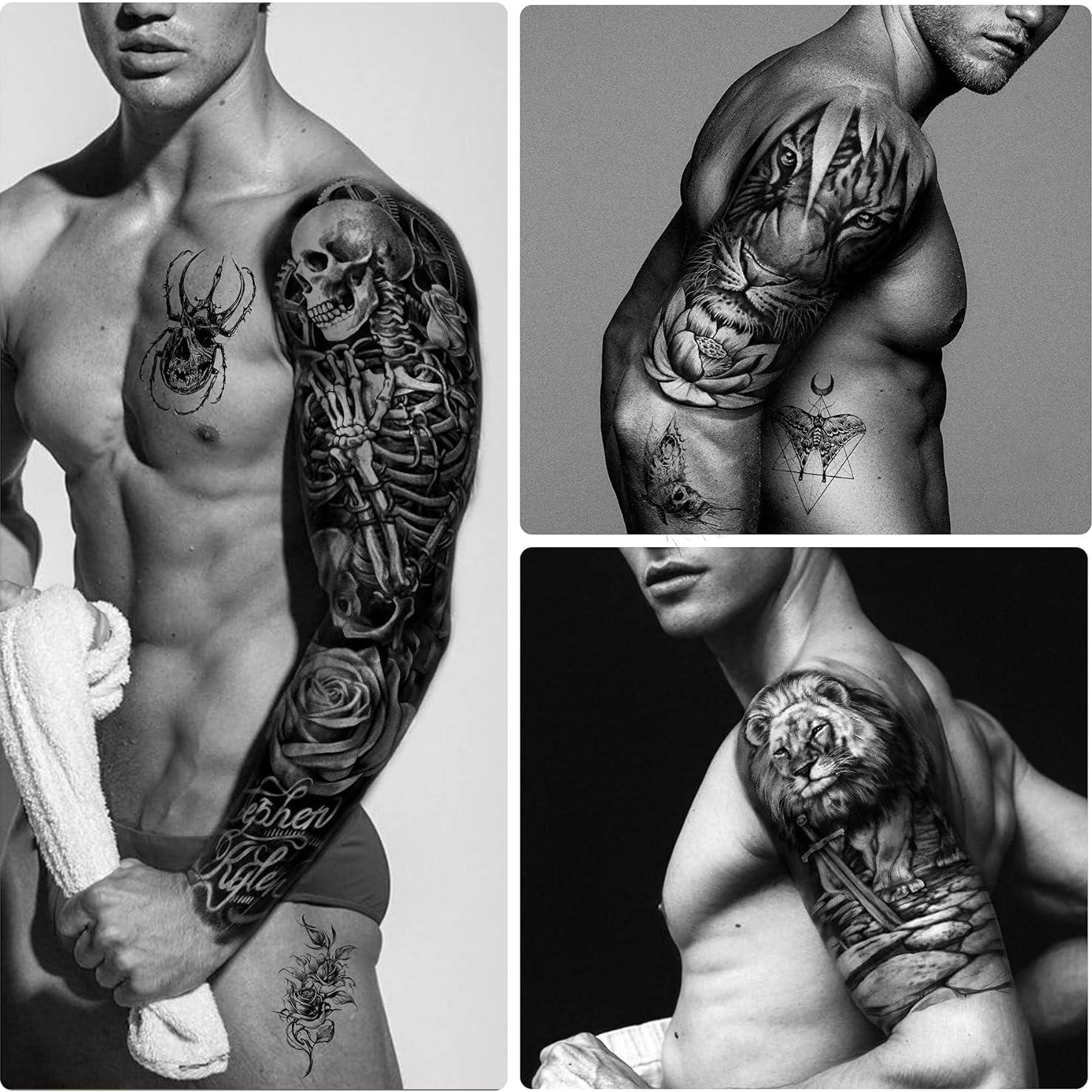 46 Hojas de Tatuajes Temporales Yazhiji - Calaveras y Animales