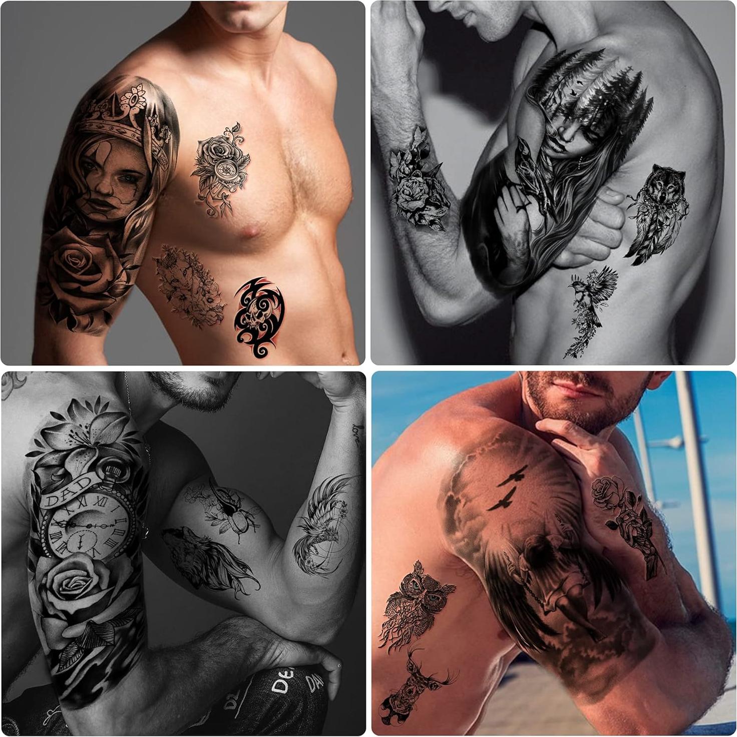 46 Hojas de Tatuajes Temporales Yazhiji - Calaveras y Animales