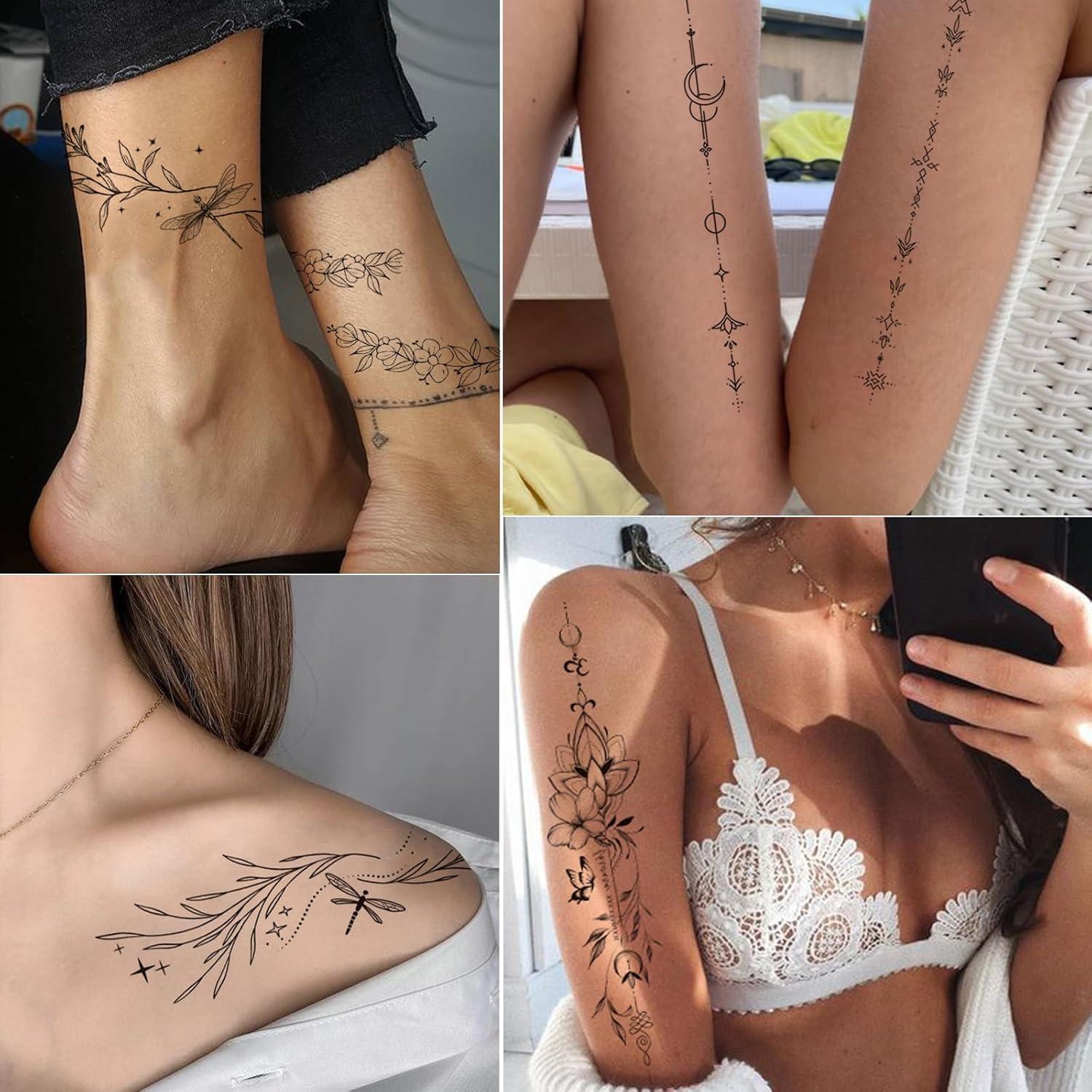 Tatuajes Temporales Tazimi Florales - 24 Hojas Impermeables