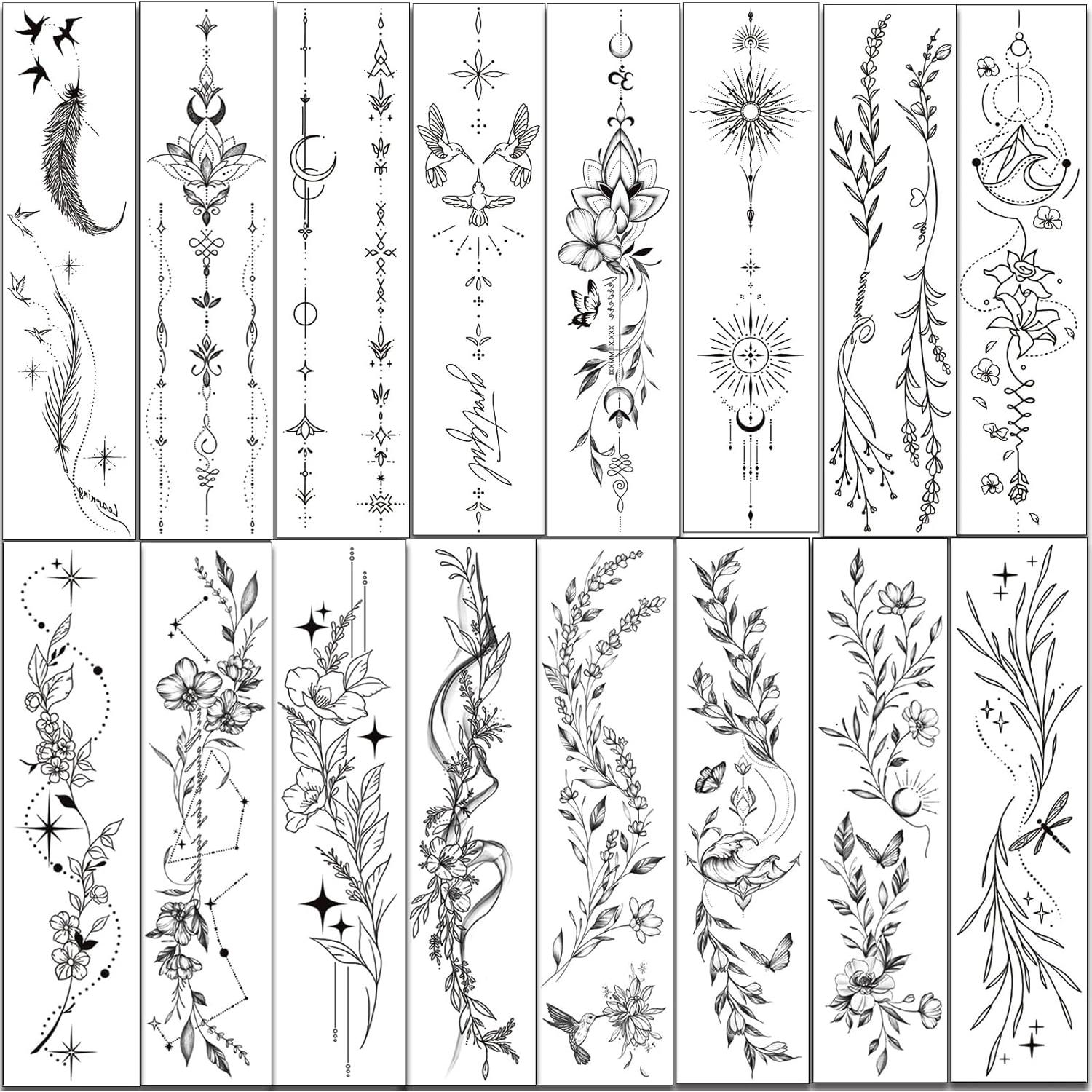 Tatuajes Temporales Tazimi Florales - 24 Hojas Impermeables