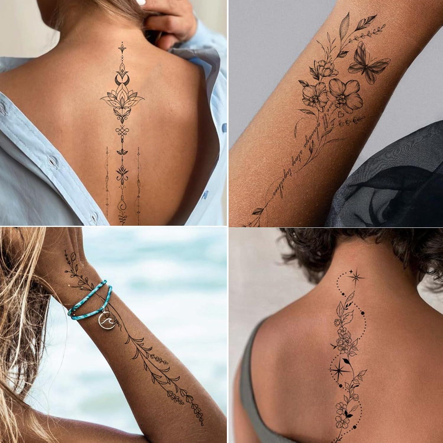 Tatuajes Temporales Tazimi Florales - 24 Hojas Impermeables