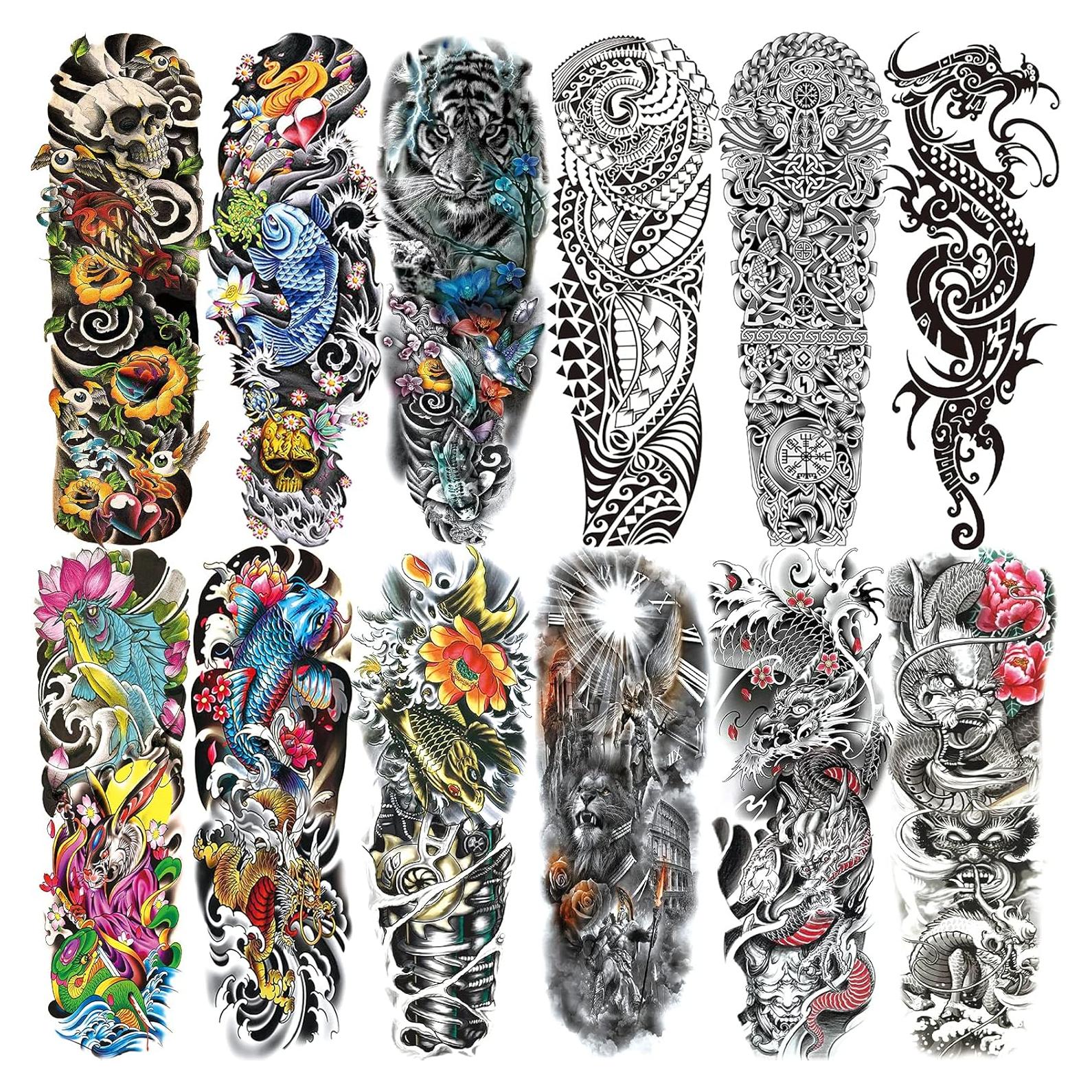 Tatuaje Temporal Aresvns Grande 12 Hojas Resistente al Agua