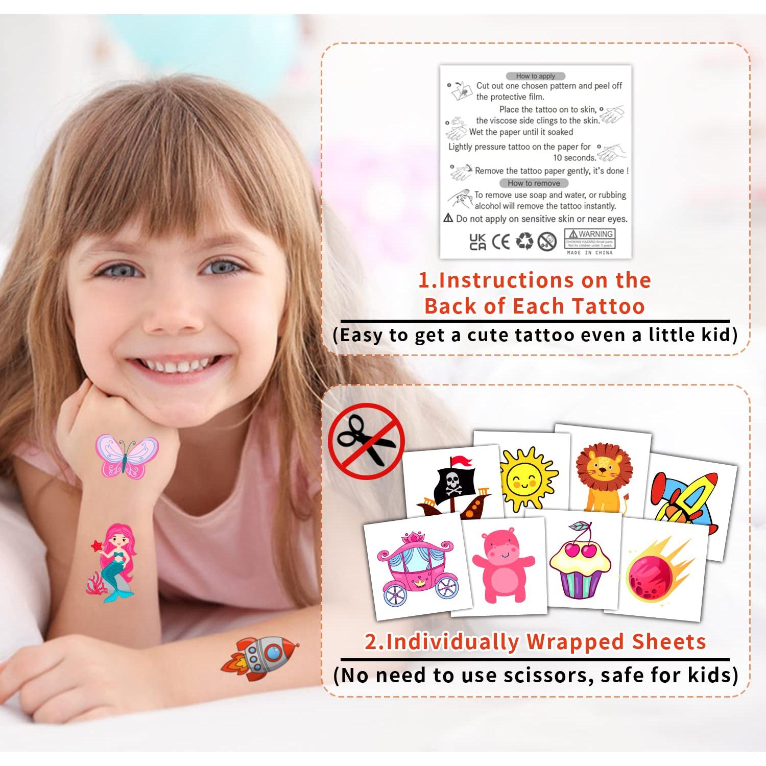 Tatuajes Temporales Partywind para Niños - 50 Diseños Únicos