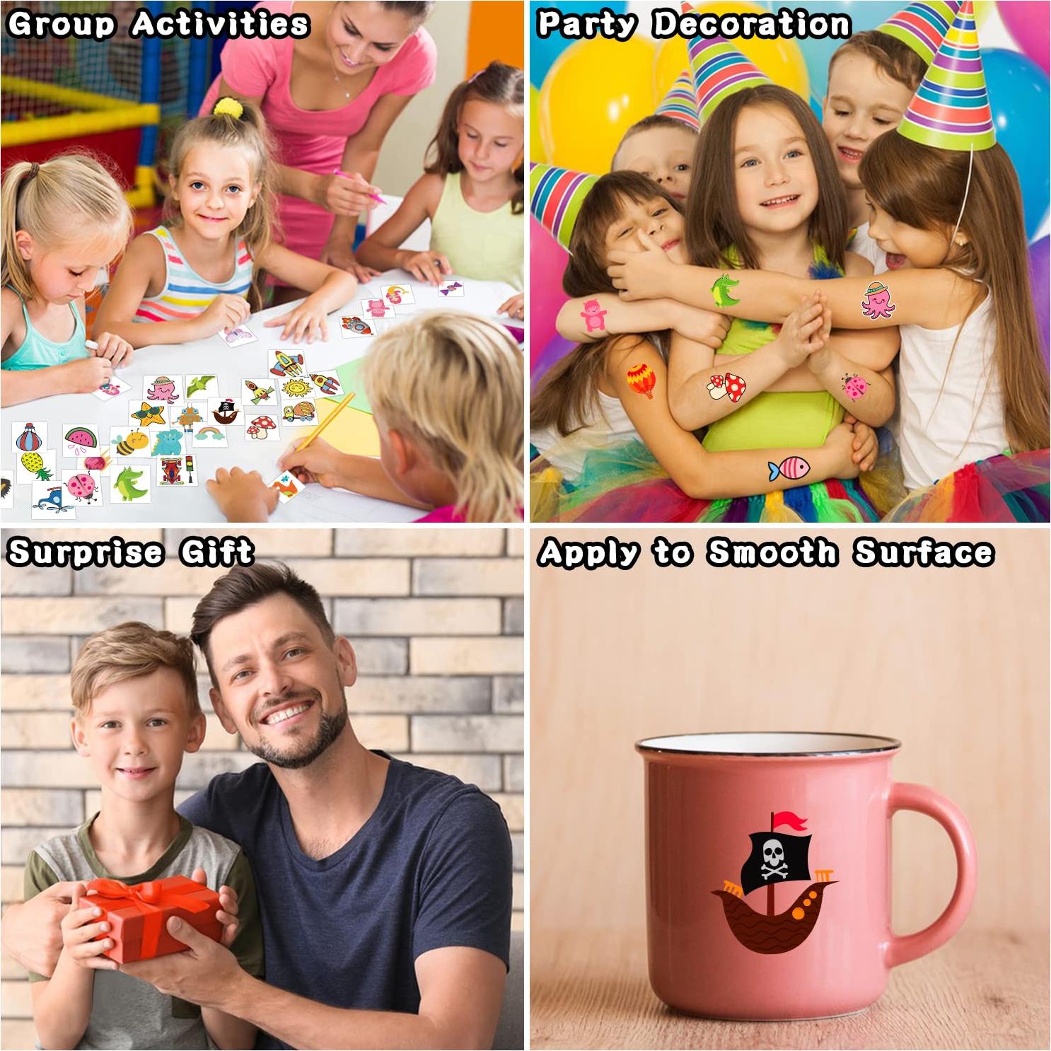 Tatuajes Temporales Partywind para Niños - 50 Diseños Únicos