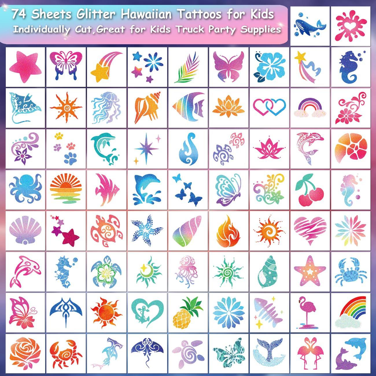 Tatuajes Temporales de Brillo CHARLENT - 74 Hojas para Niños