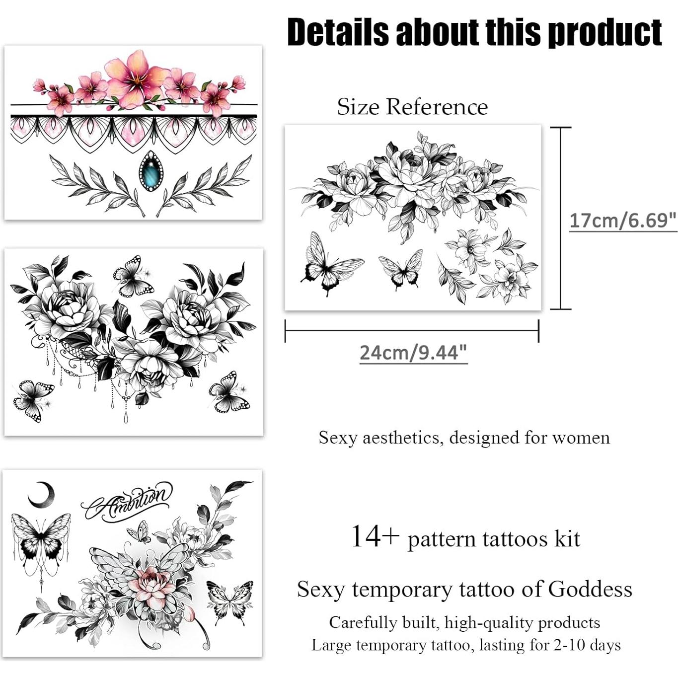 Conjunto de Tatuajes Temporales Sexy Roarhowl Diseño 3