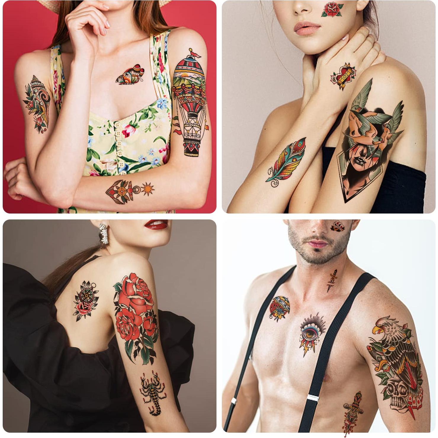 77 Hojas Tatuajes Temporales Clásicos Prestiun - Estilo Vieja Escuela