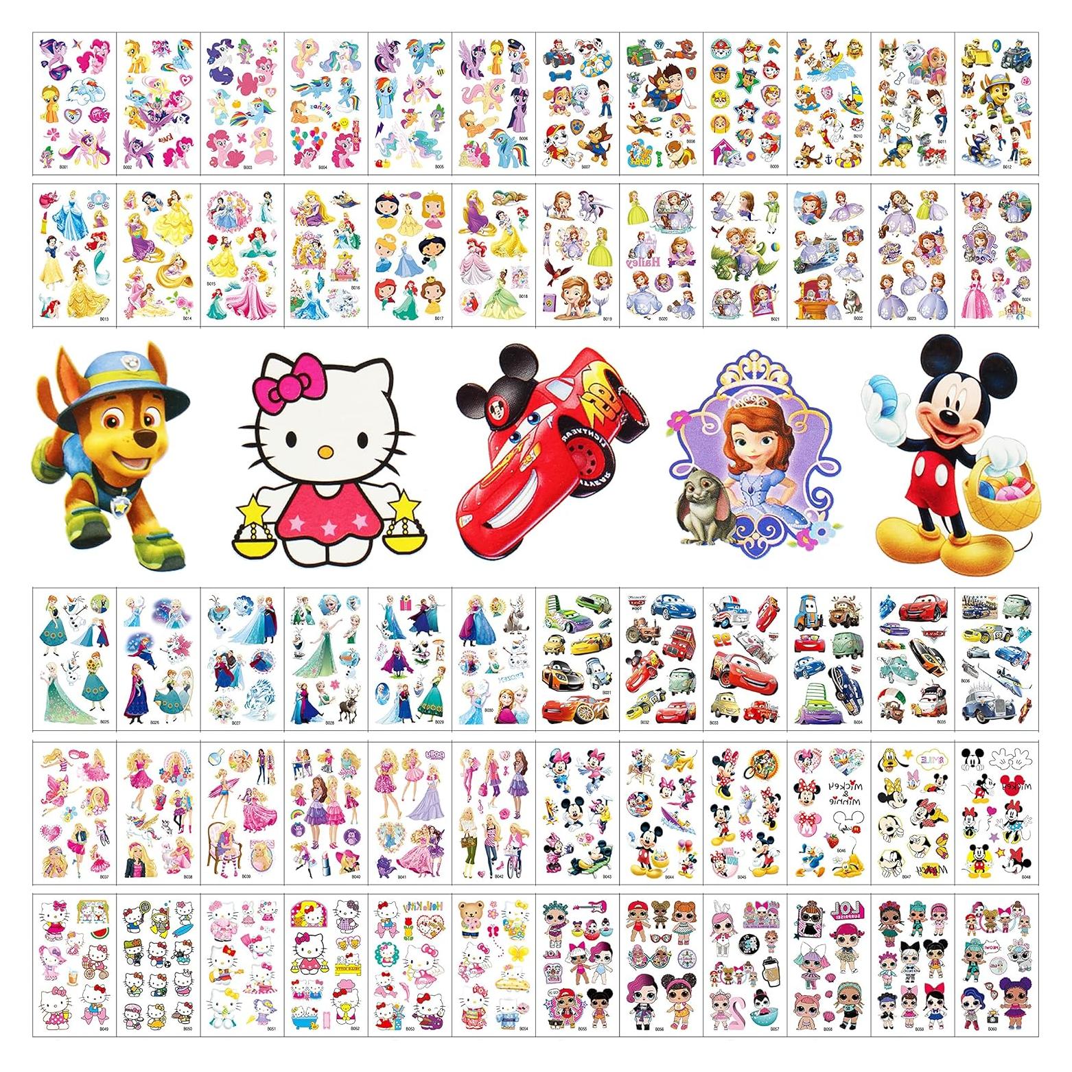 60 Hojas Tatuajes Temporales Binda para Niños y Niñas