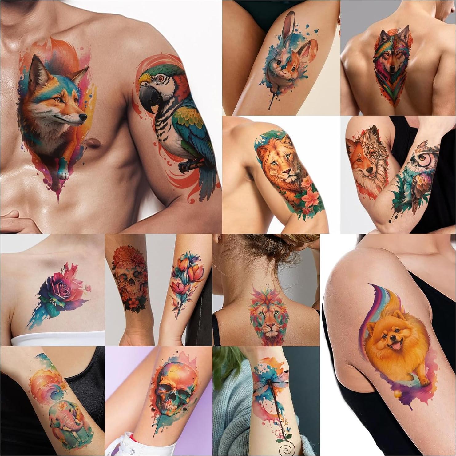 77 Hojas Tatuajes Temporales BASIFA Acuarela Impermeables