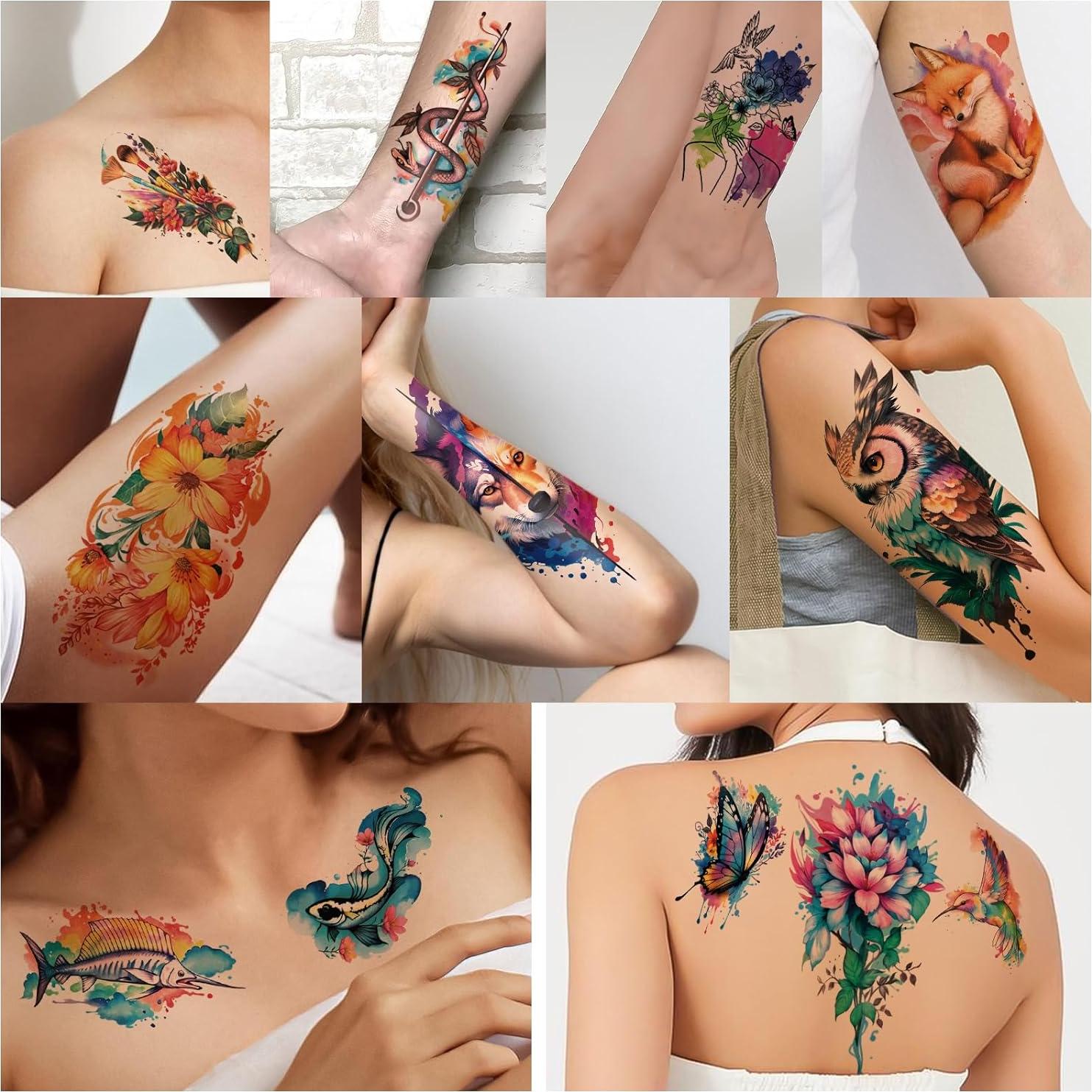77 Hojas Tatuajes Temporales BASIFA Acuarela Impermeables