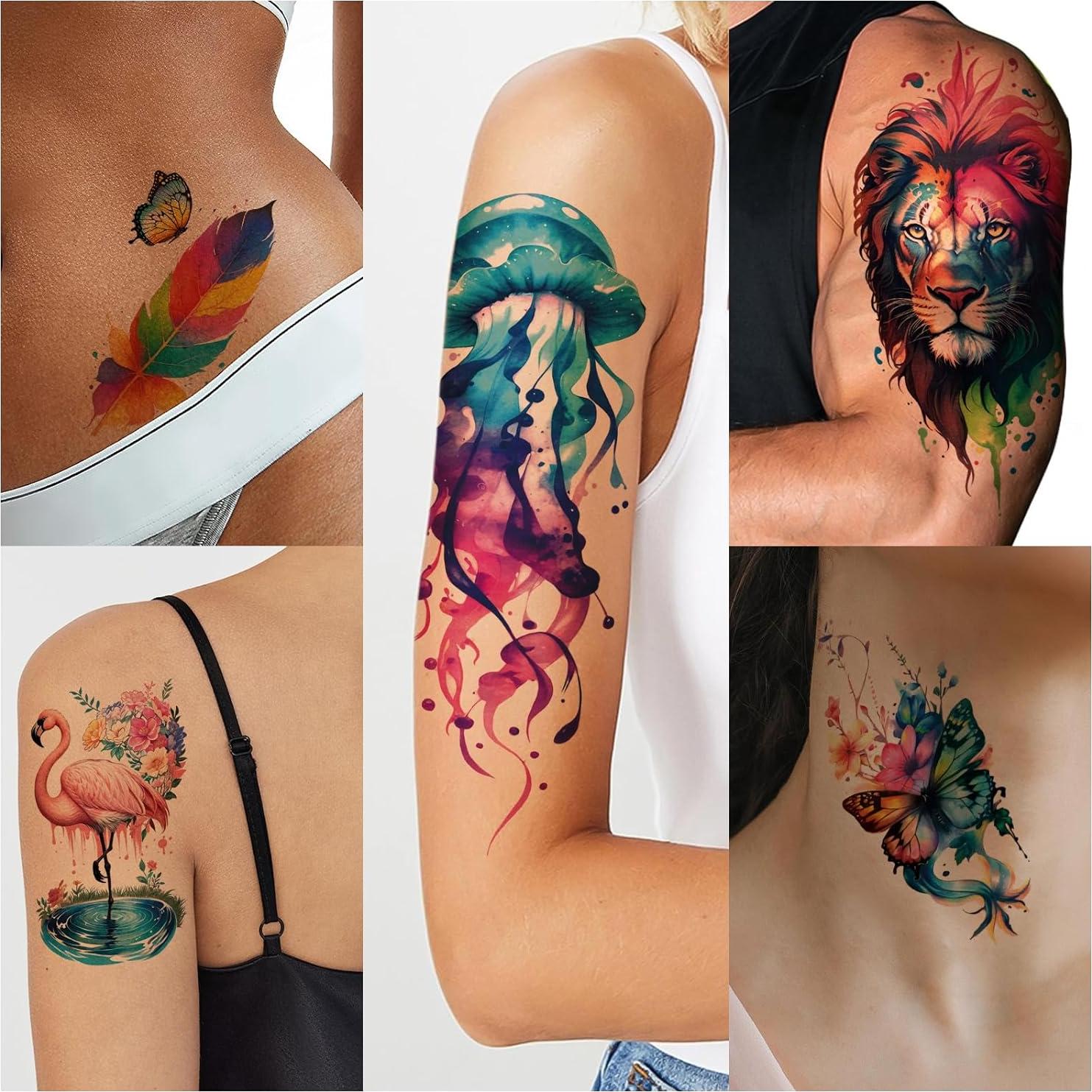 77 Hojas Tatuajes Temporales BASIFA Acuarela Impermeables