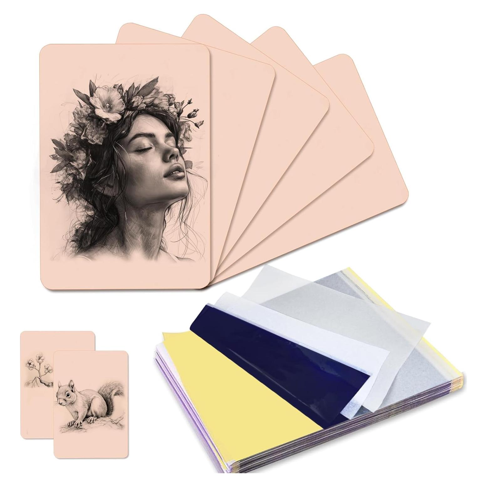 15 Piezas Pieles de Práctica de Tatuaje y Papel de Transferencia