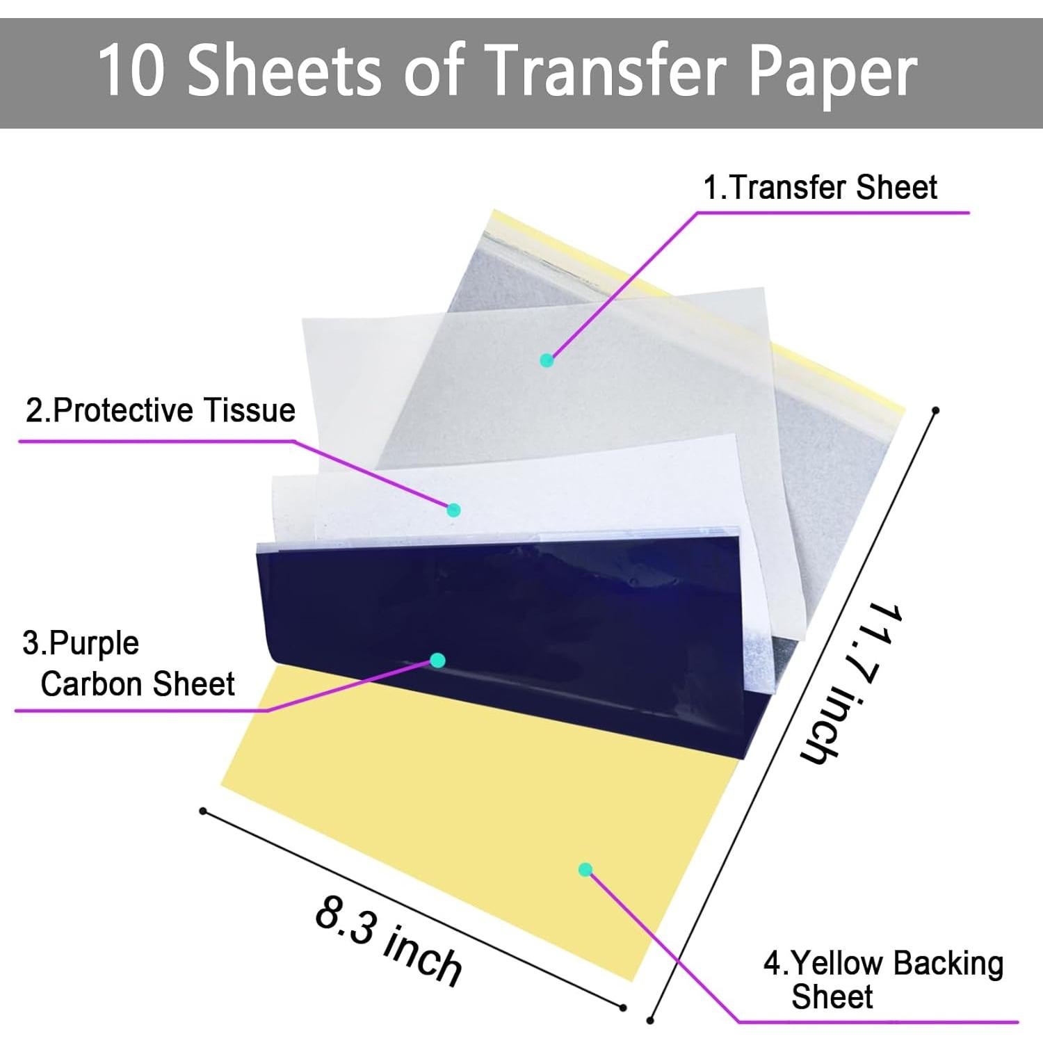 15 Piezas Pieles de Práctica de Tatuaje y Papel de Transferencia
