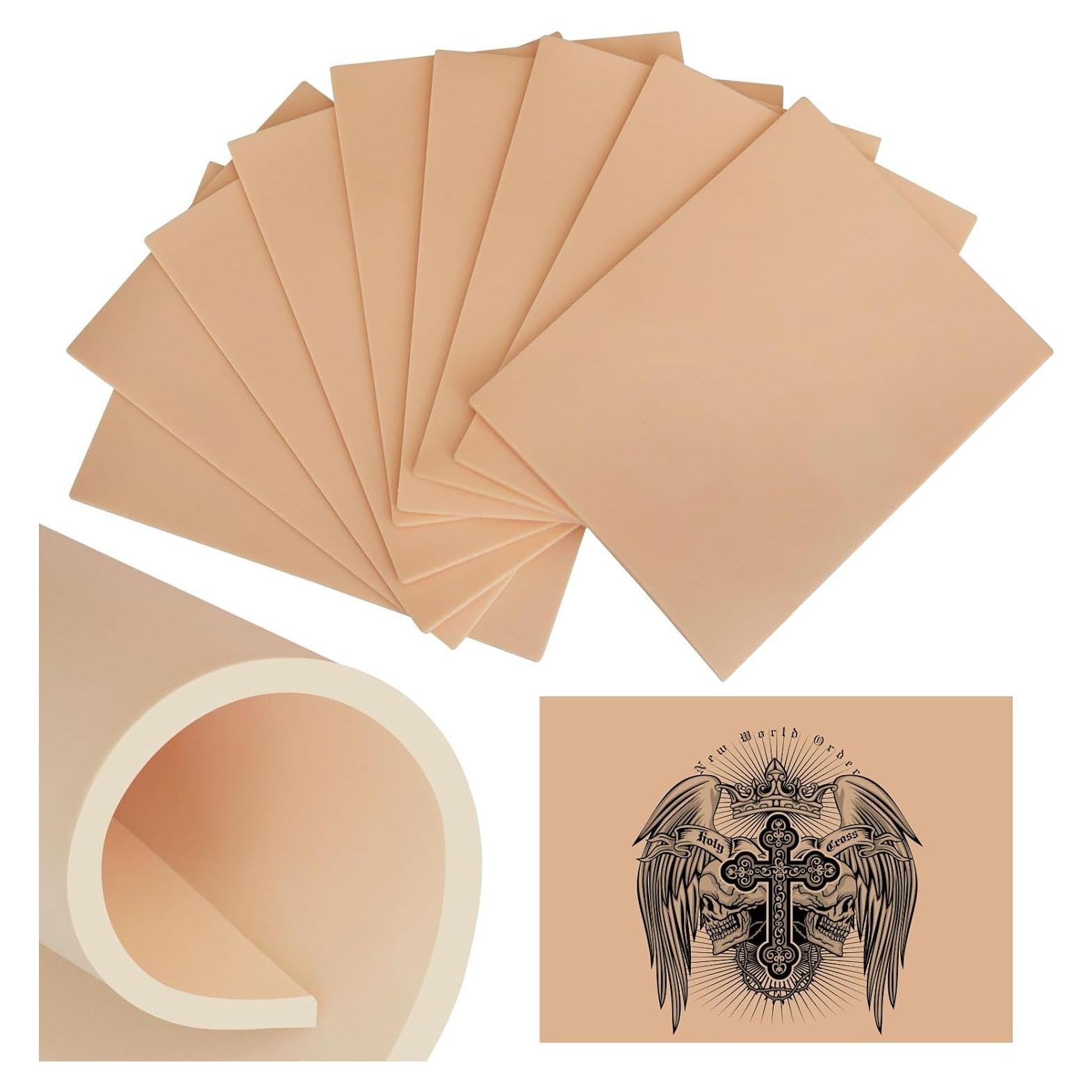 Piel de Práctica para Tatuaje 10 Hojas 3mm Silicona Profesional