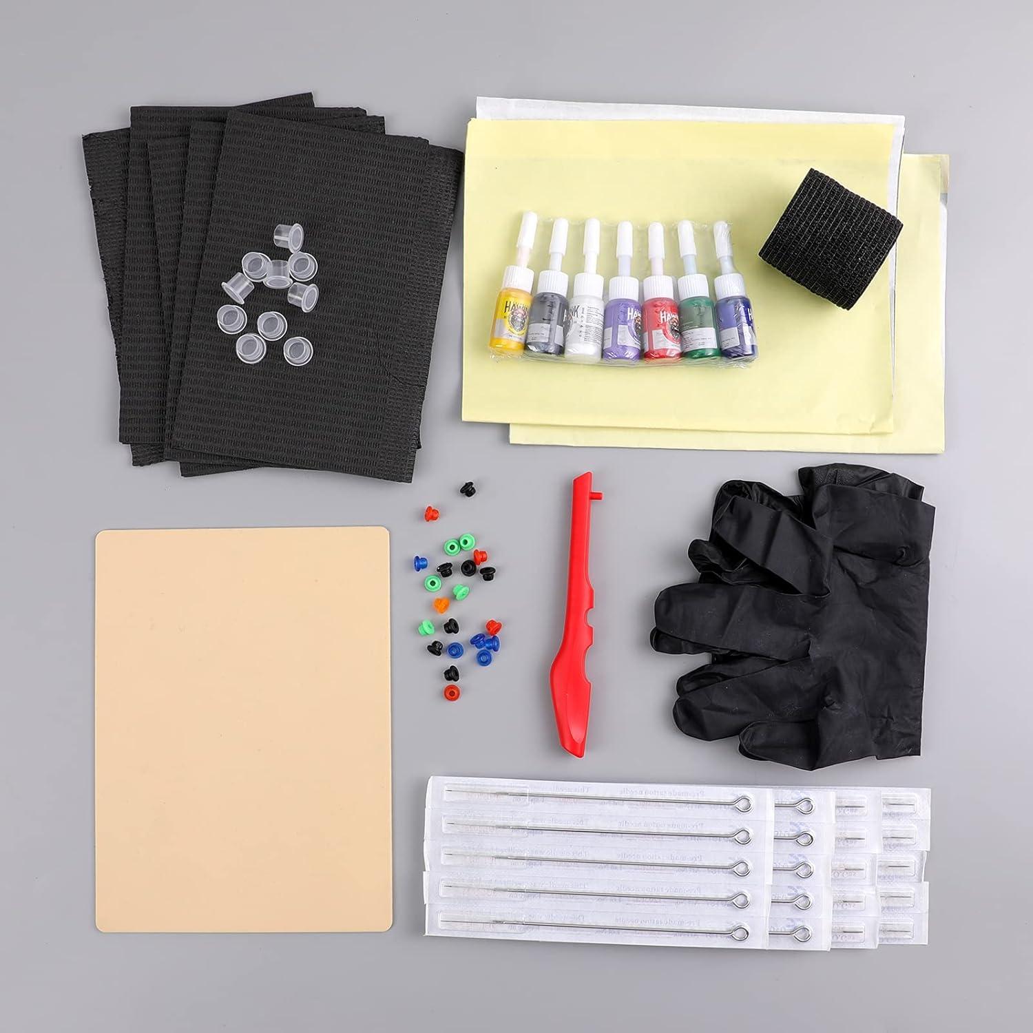 Kit de Tatuaje Hawink GK-HW803TN01-2 con 7 Tintas y 20 Agujas