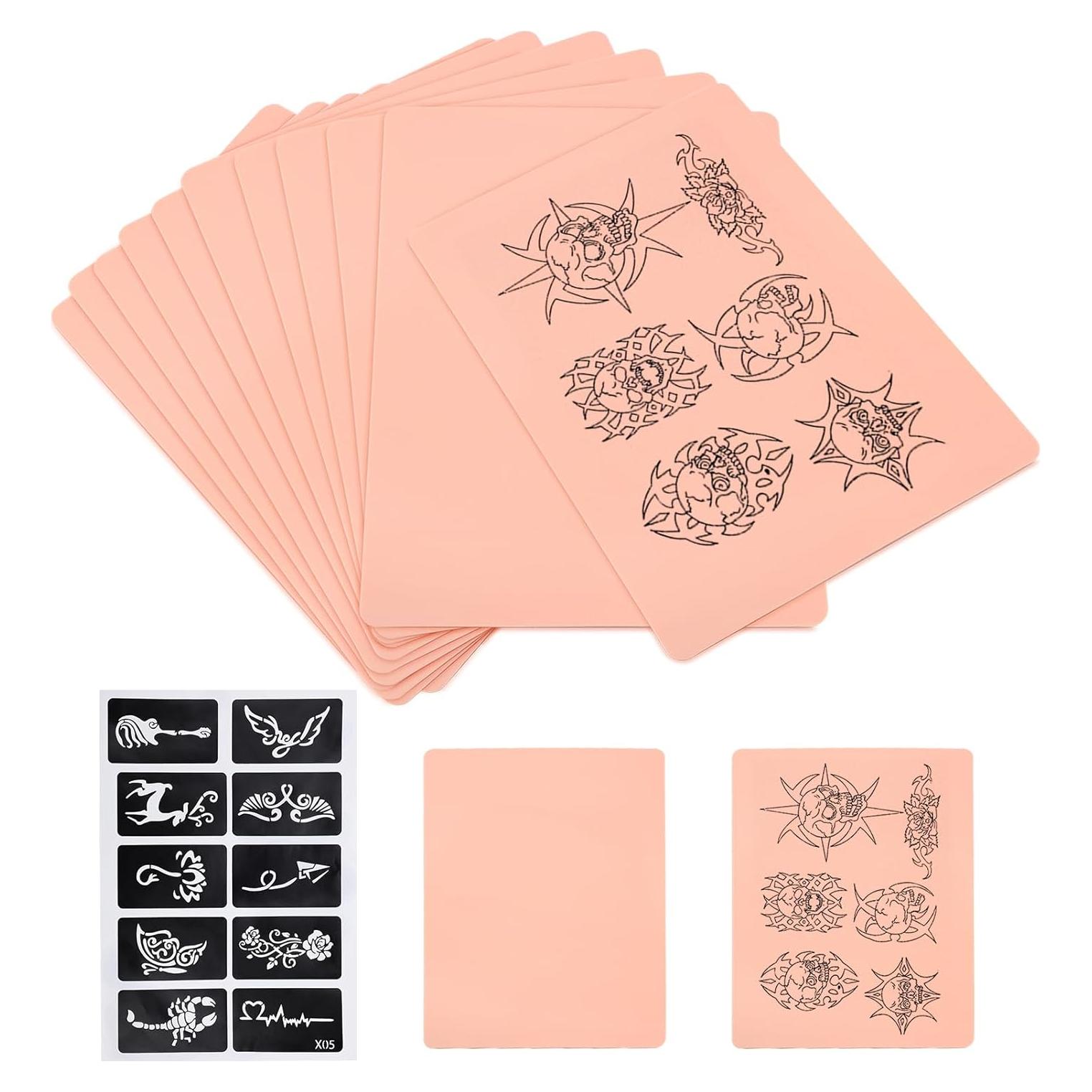 11 Piezas Pieles de Práctica de Tatuaje Kulwoyi 1.5mm Doble Cara