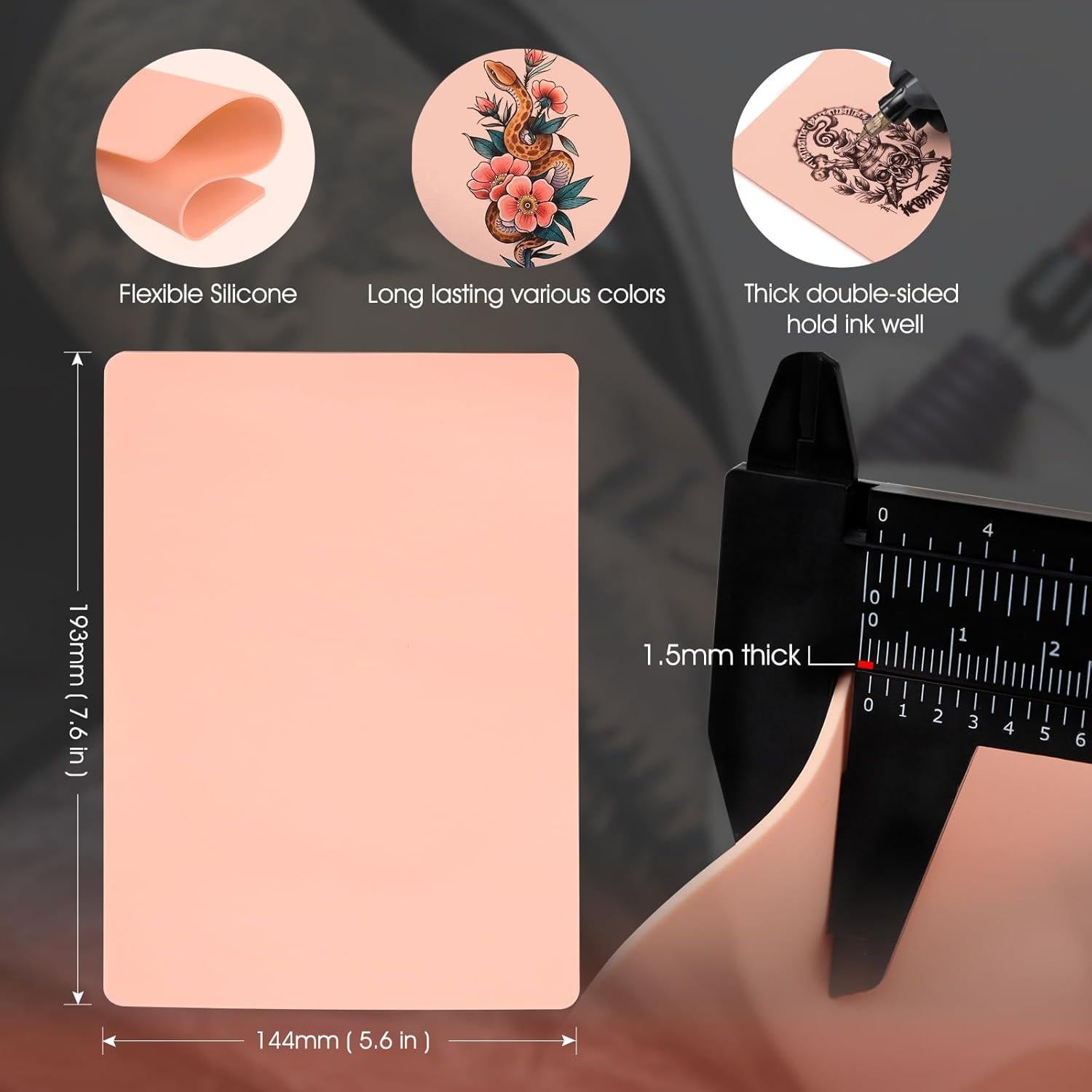 11 Piezas Pieles de Práctica de Tatuaje Kulwoyi 1.5mm Doble Cara