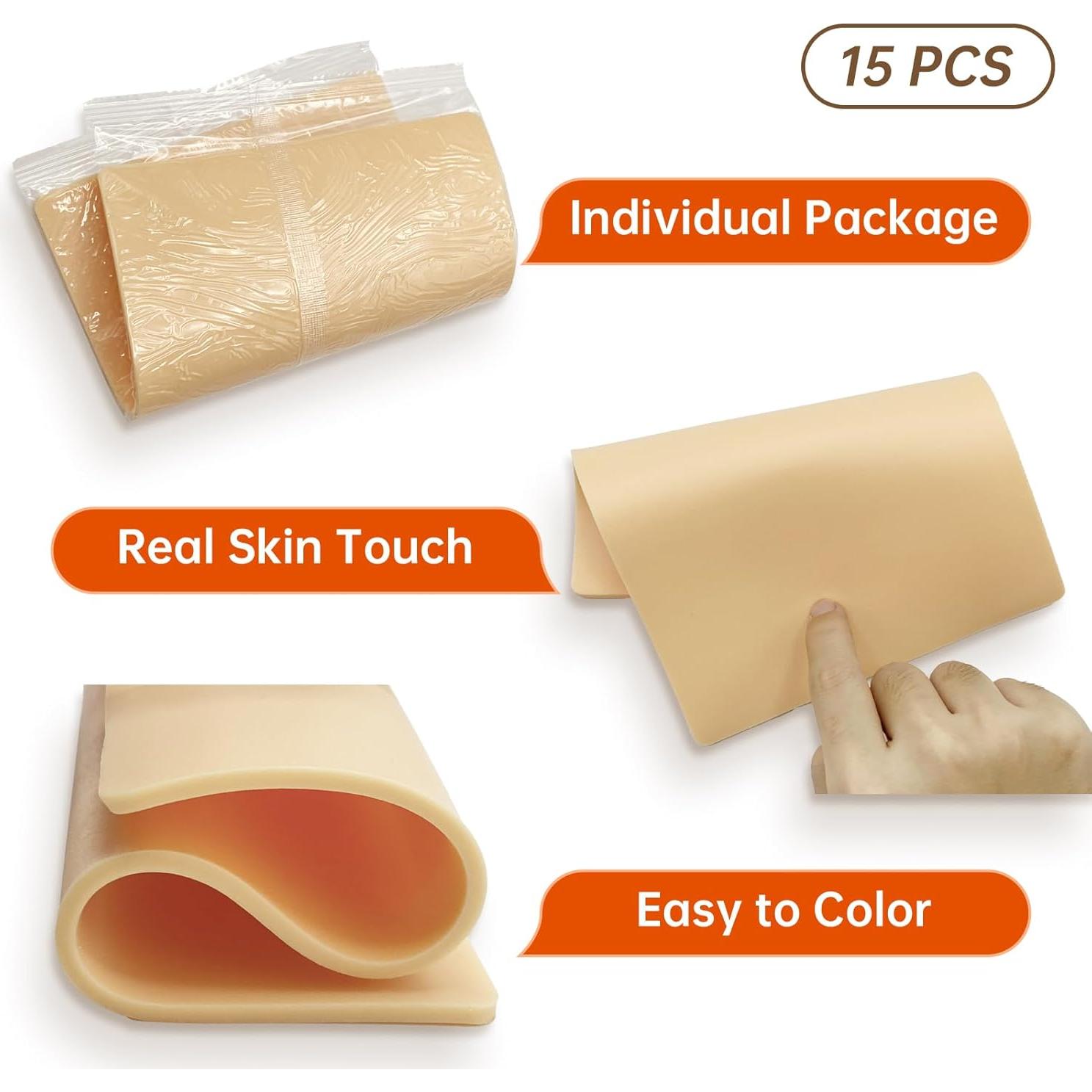 Piel de práctica para tatuajes Soposuky 15 piezas 20x15 cm