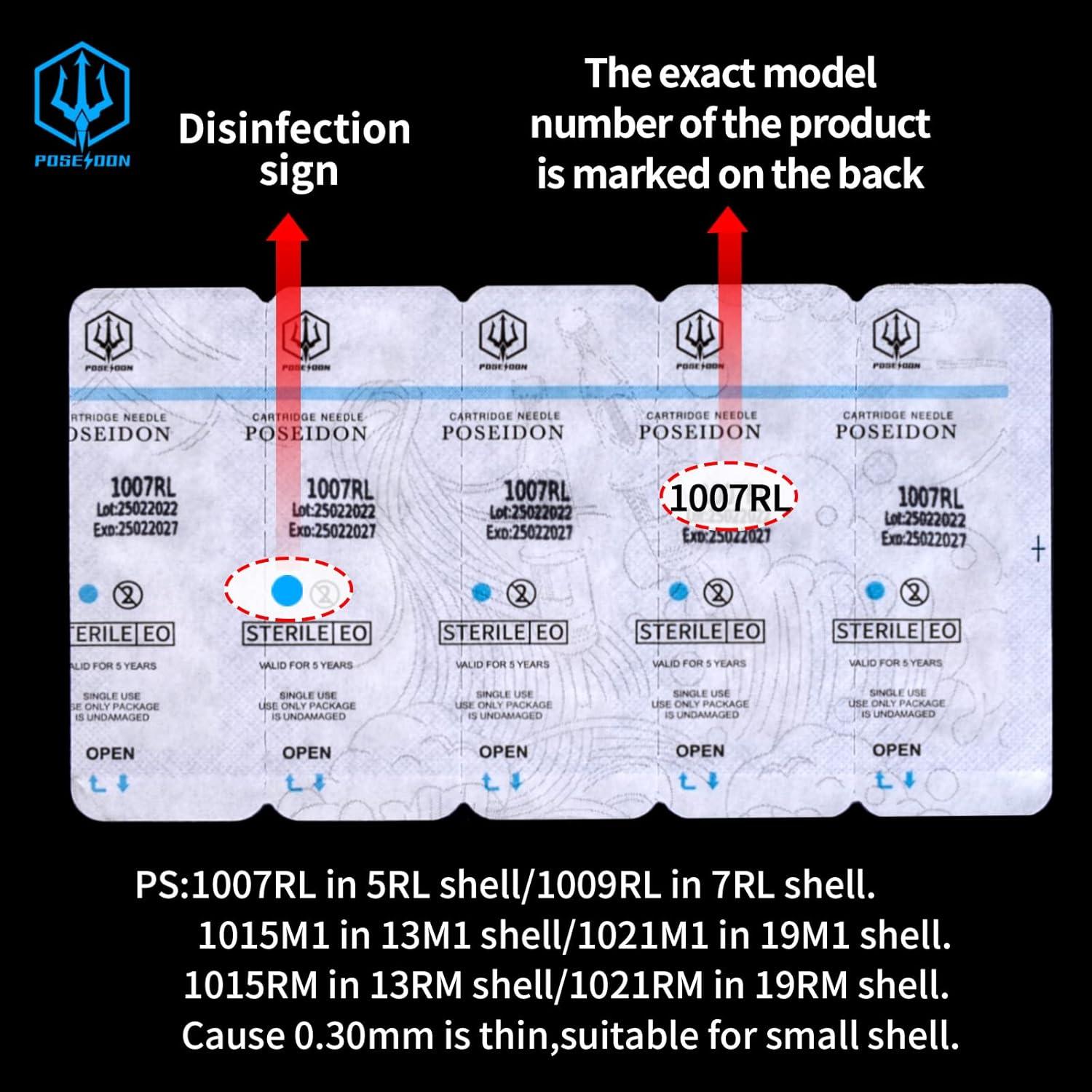 Agujas de Cartucho de Tatuaje Poseidon 50 Piezas Mixtas