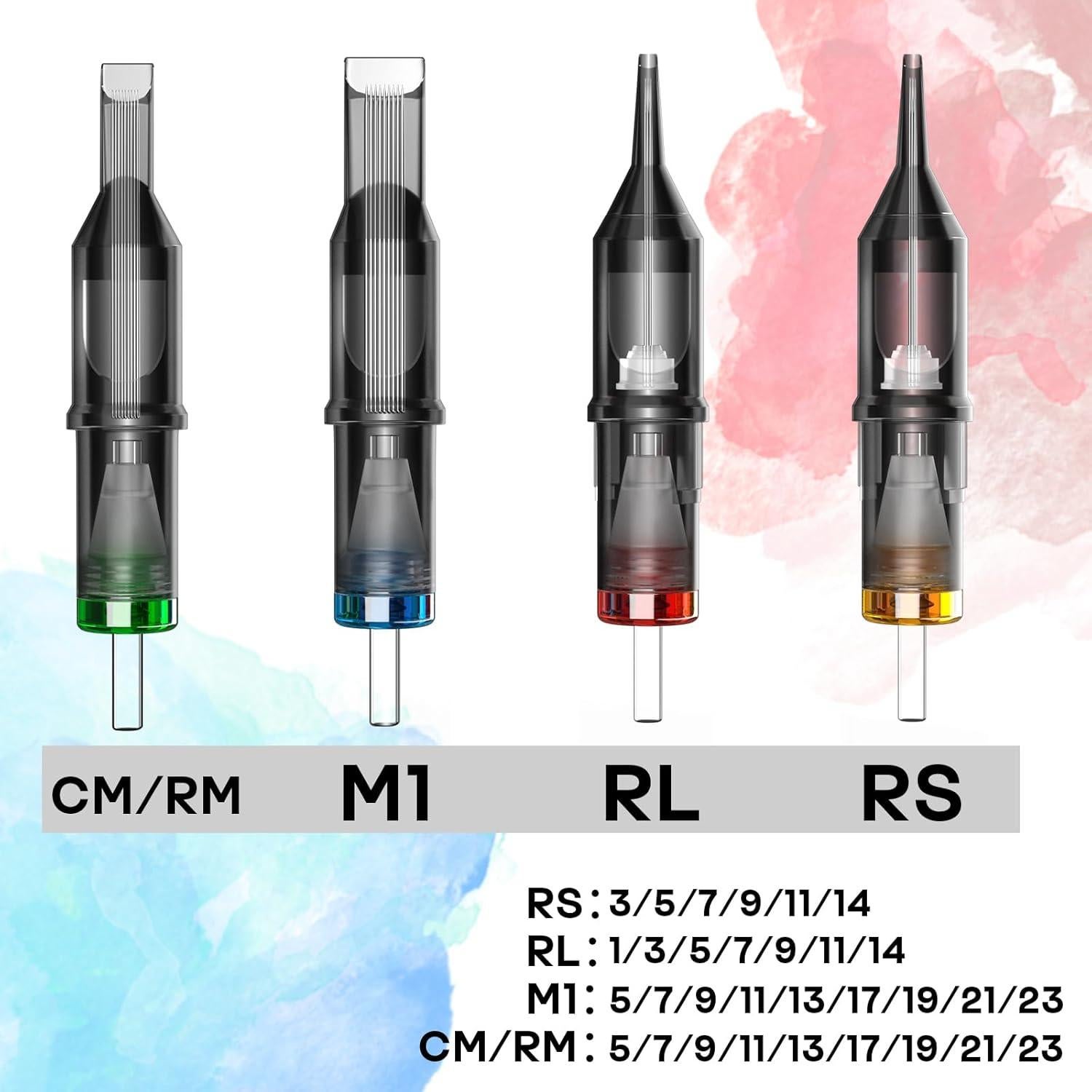 Agujas de Cartucho de Tatuaje Poseidon 50 Piezas Mixtas