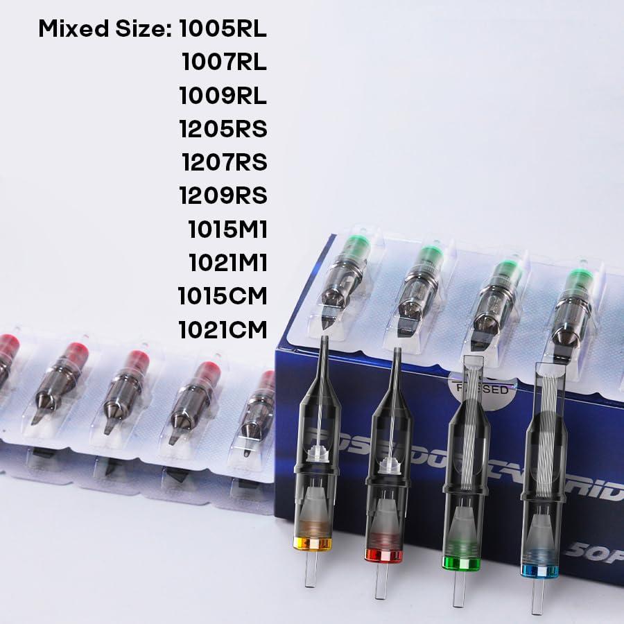 Agujas de Cartucho de Tatuaje Poseidon 50 Piezas Mixtas