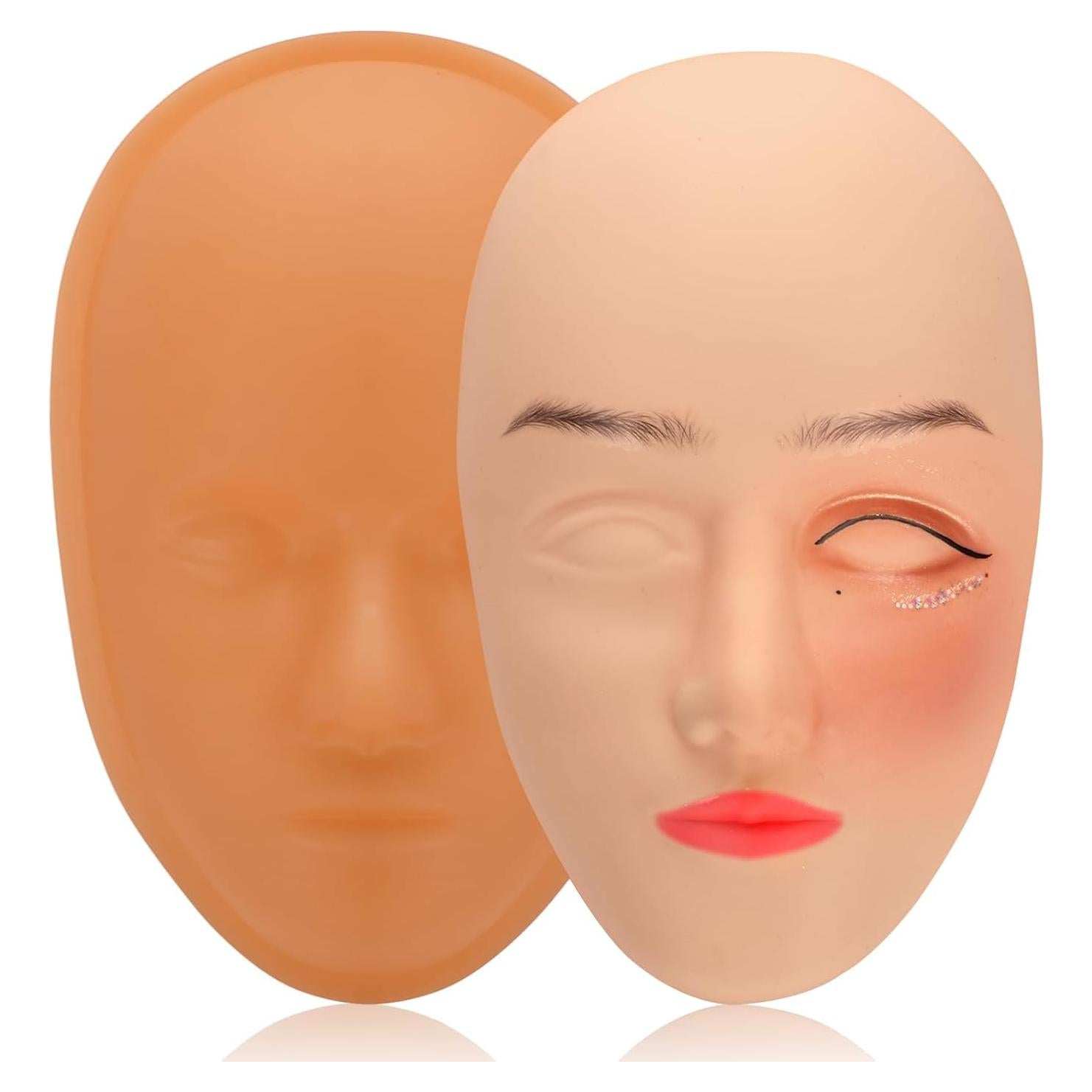 Tattoo Practice Skin Head, ATOMUS Facial Tattoo Training Skin Support Base, Soft Rubber Fake Skin for Permanent Makeup Microblading Eyebrow Lip Eyeliner Tattooing