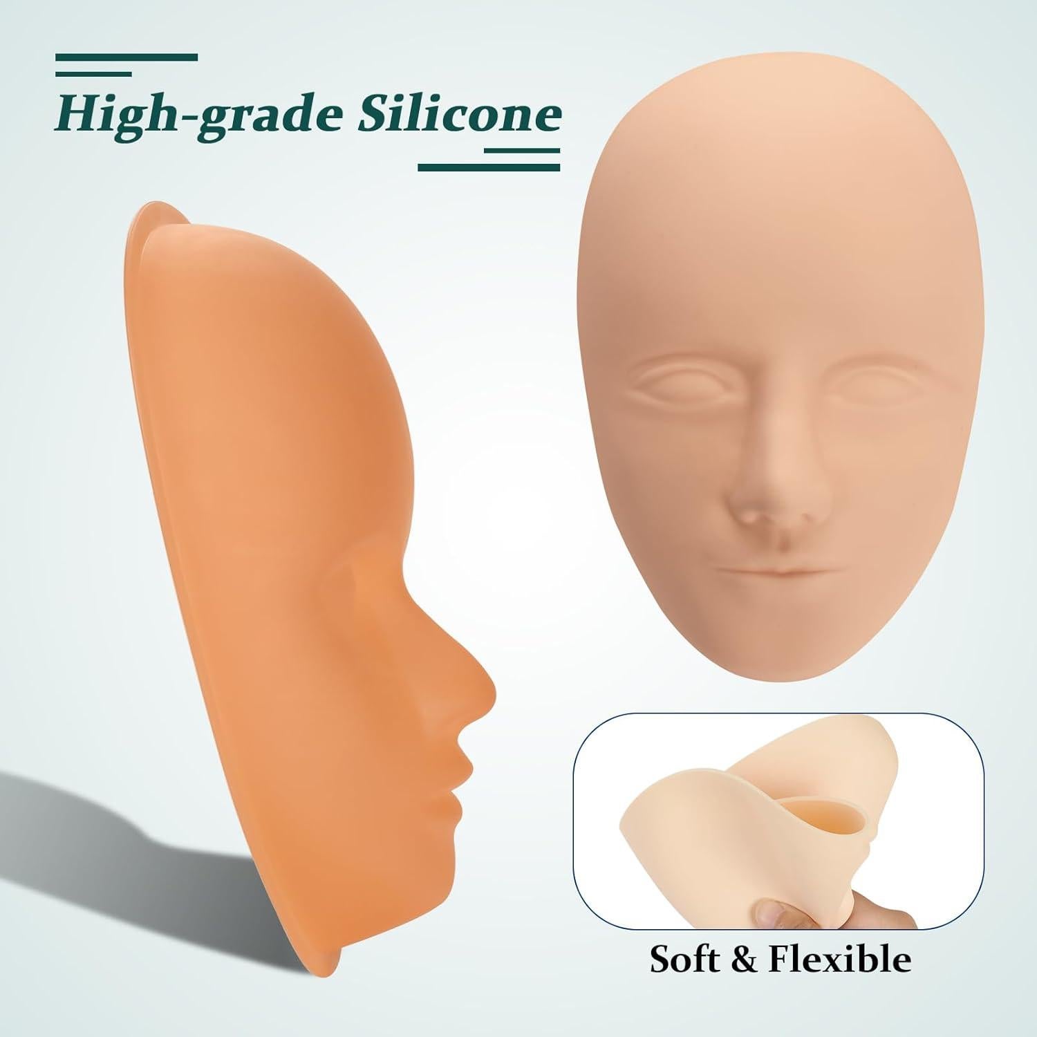 Tattoo Practice Skin Head, ATOMUS Facial Tattoo Training Skin Support Base, Soft Rubber Fake Skin for Permanent Makeup Microblading Eyebrow Lip Eyeliner Tattooing