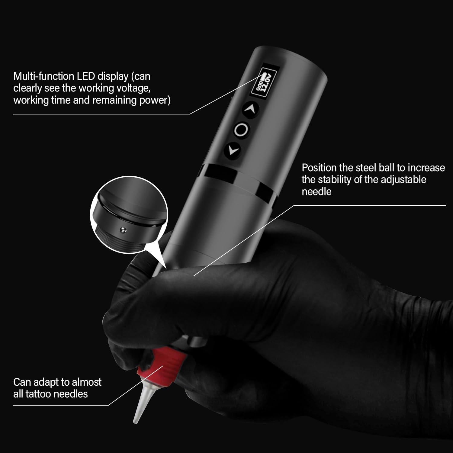 Kit de pluma de tatuaje OZER inalámbrico 53 piezas con agujas