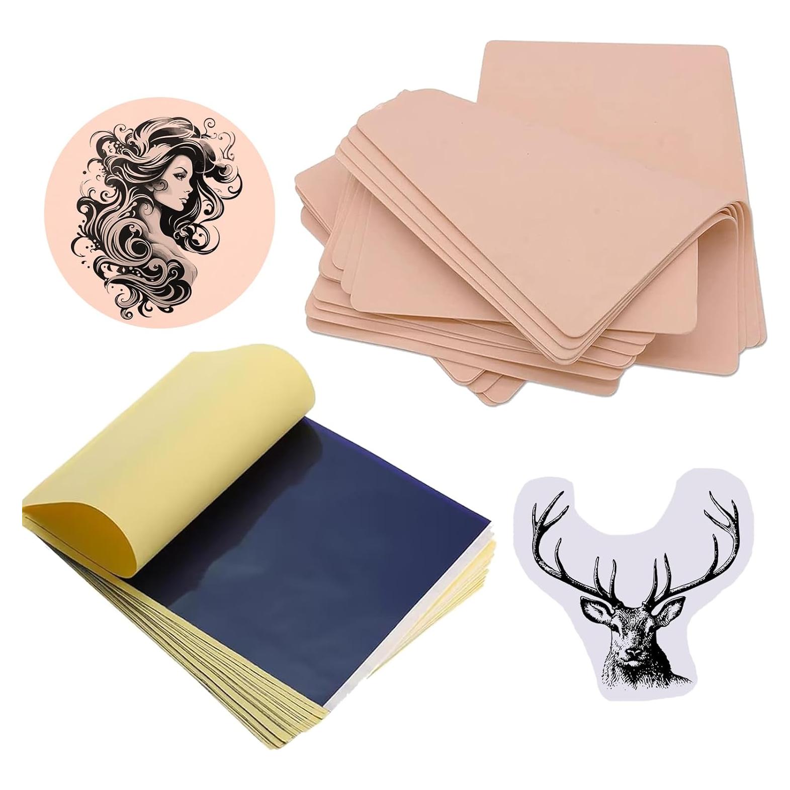 Kit de Práctica para Tatuajes SOTICA - 10 Pieles Falsas y 20 Papeles